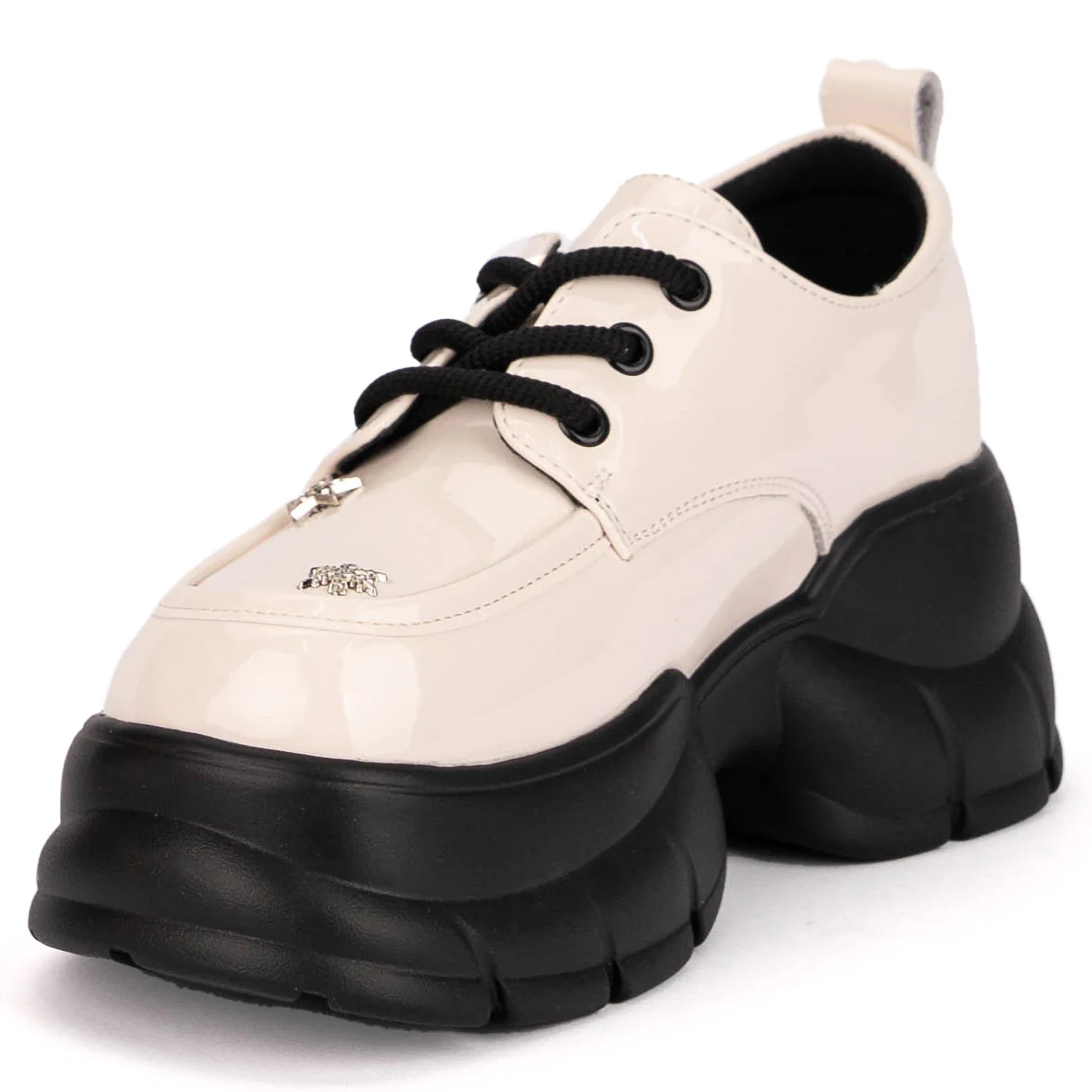 Pantofi dama din piele naturala crem cu talpa inalta 6 cm 18785 - Image 3