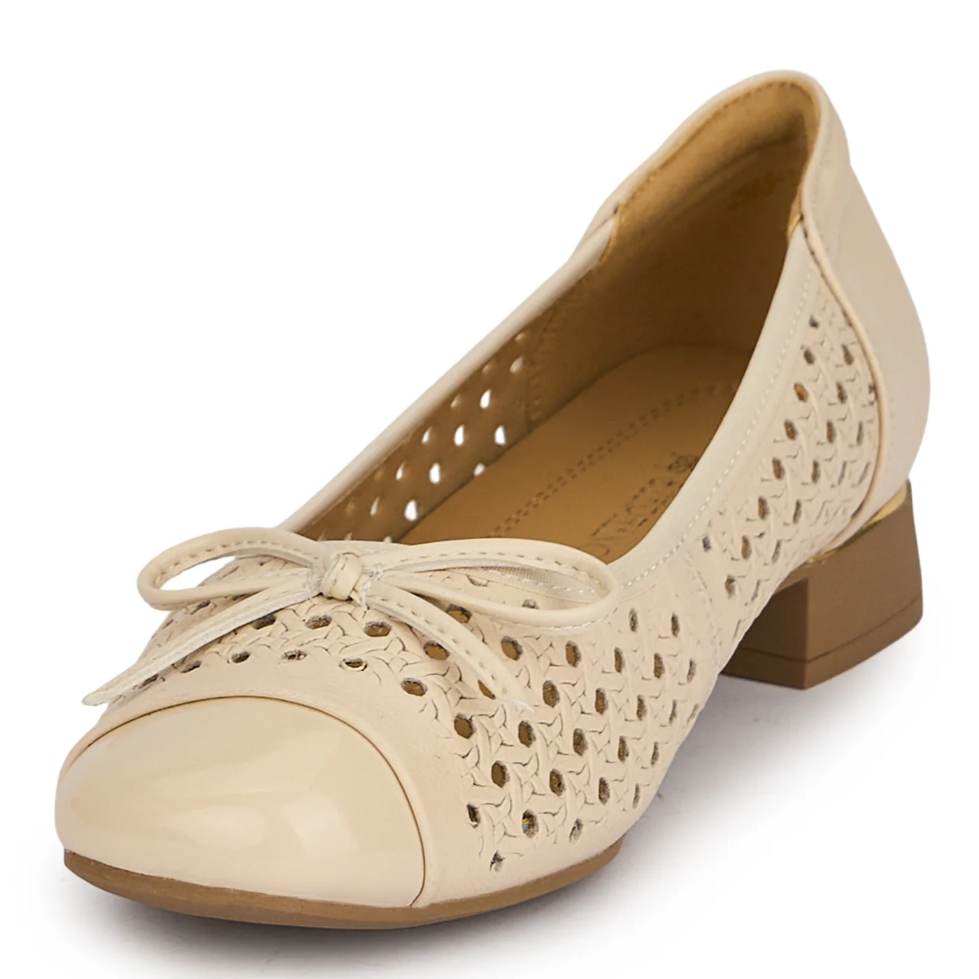 Pantofi dama din piele naturala crem cu toc mic 2 cm 19581 - Image 3