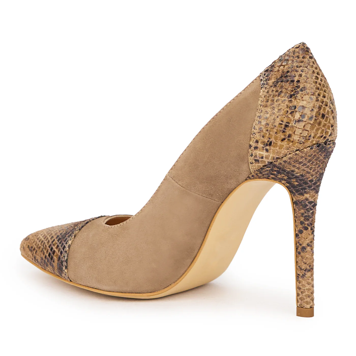 Pantofi dama din piele naturala crem cu toc subtire 11 cm 15362 - Image 2
