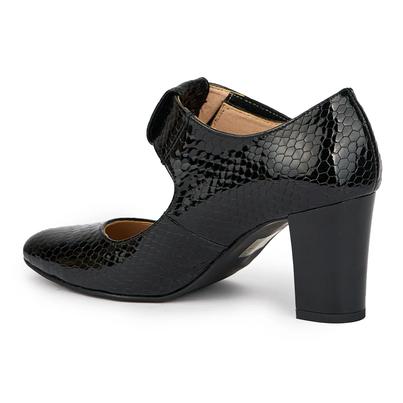 Pantofi dama din piele naturala cu bareta pe glezna si toc gros 7.5 cm 15281 - Image 2