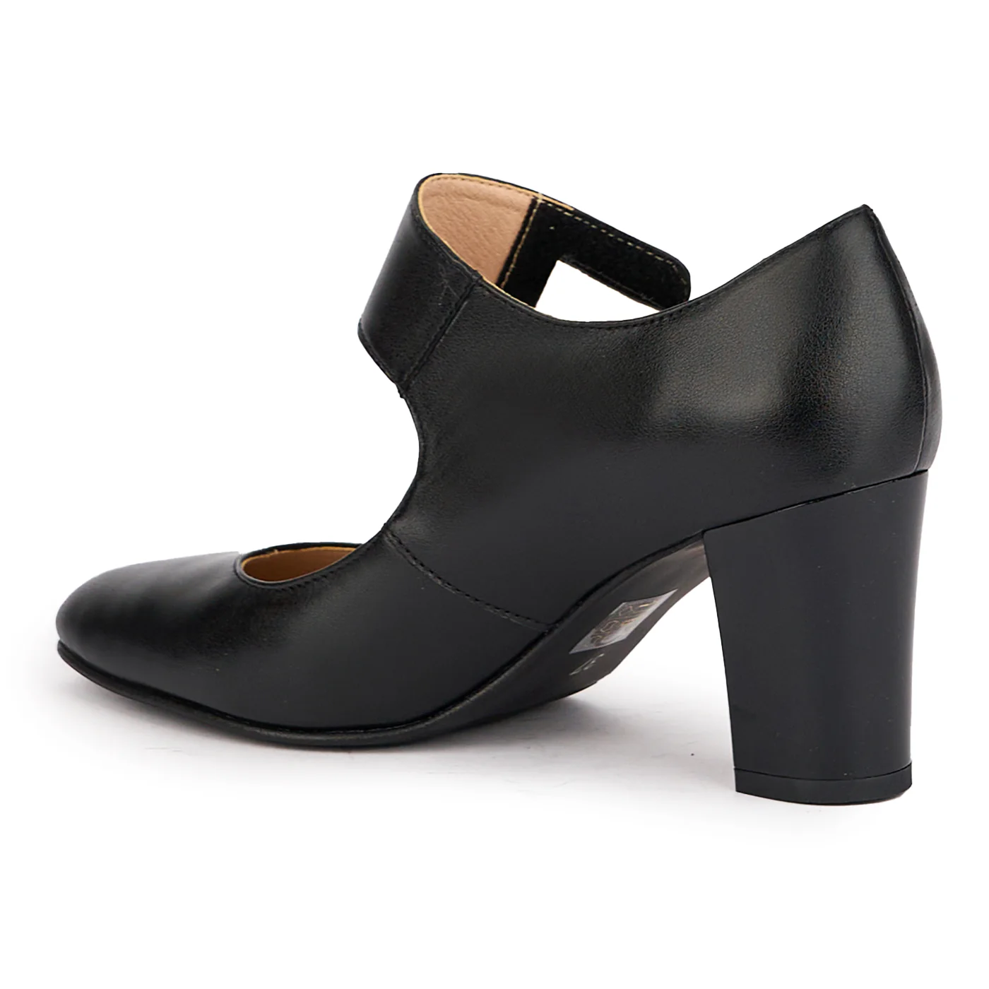Pantofi dama din piele naturala cu bareta pe glezna si toc gros 7.5 cm 16965 - Image 2