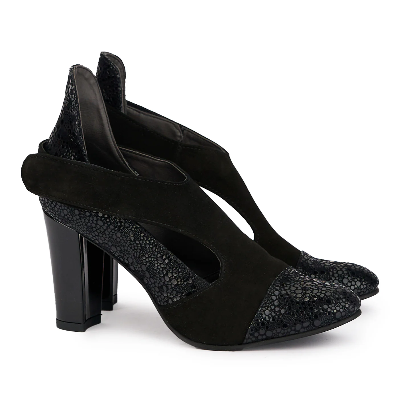 Pantofi dama din piele naturala cu bareta pe glezna si toc gros 9 cm 16857 - Image 4