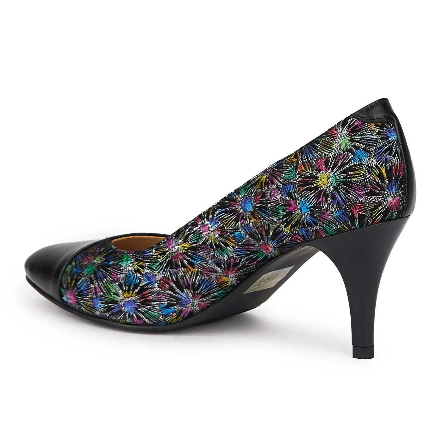 Pantofi dama din piele naturala cu model floral si toc subtire 8 cm 15417 - Image 2