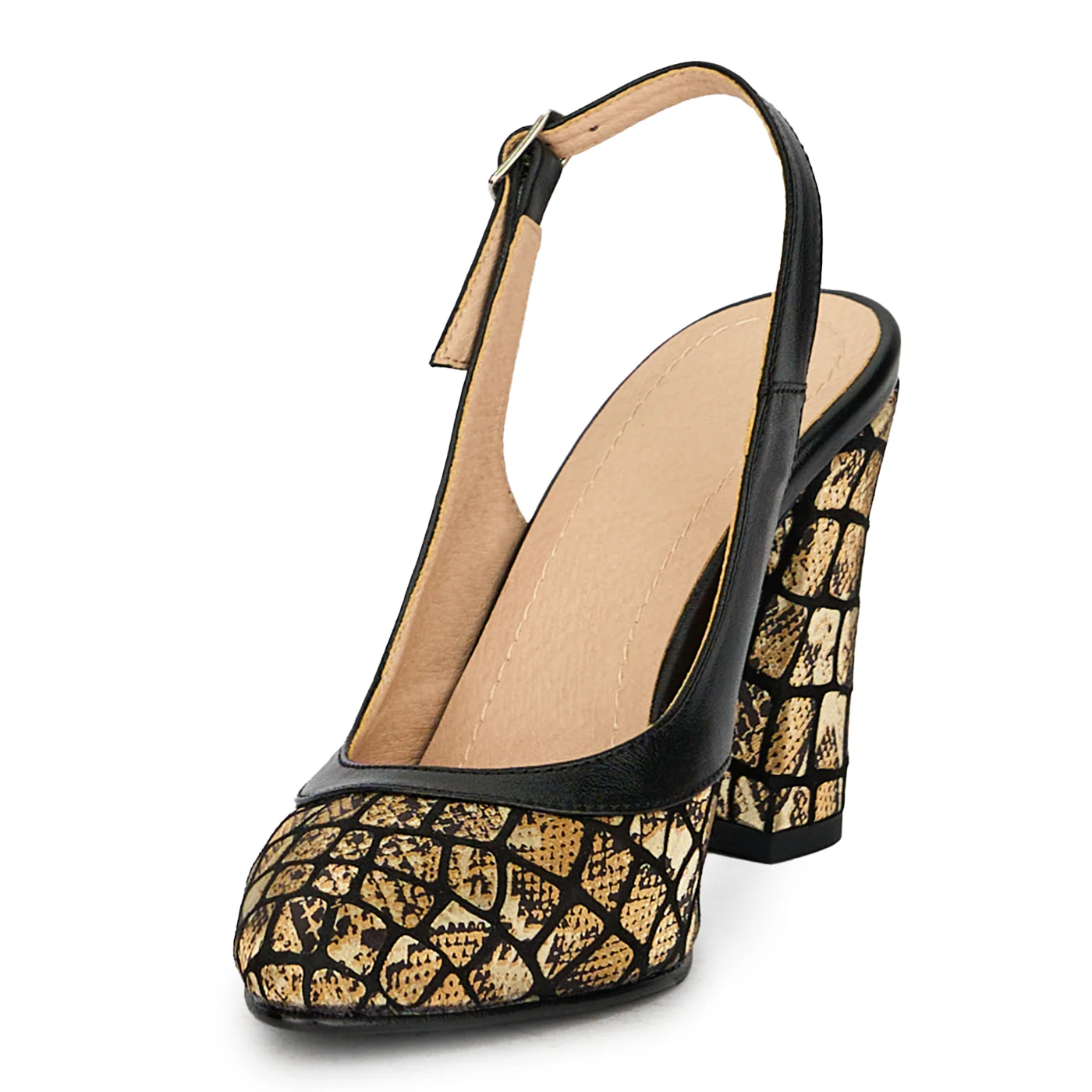 Pantofi dama din piele naturala cu toc gros 17790 - Image 3
