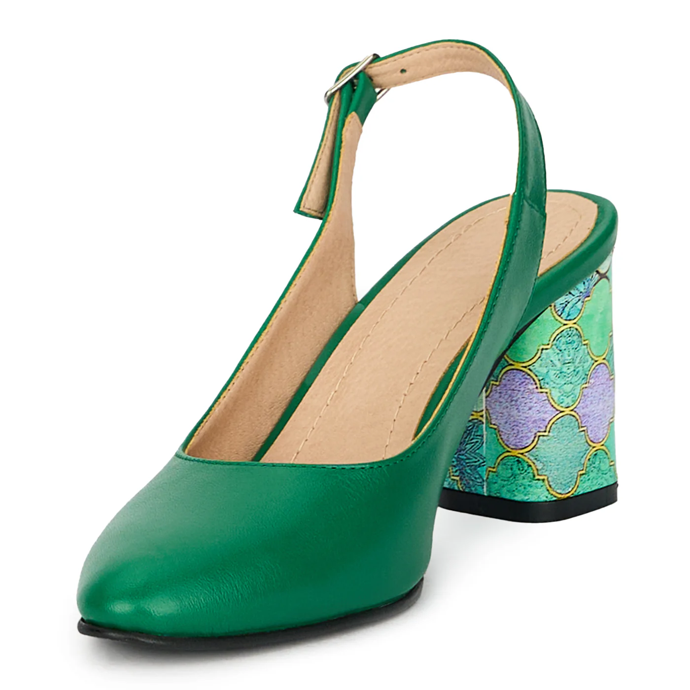 Pantofi dama din piele naturala cu toc gros 17791 - Image 3