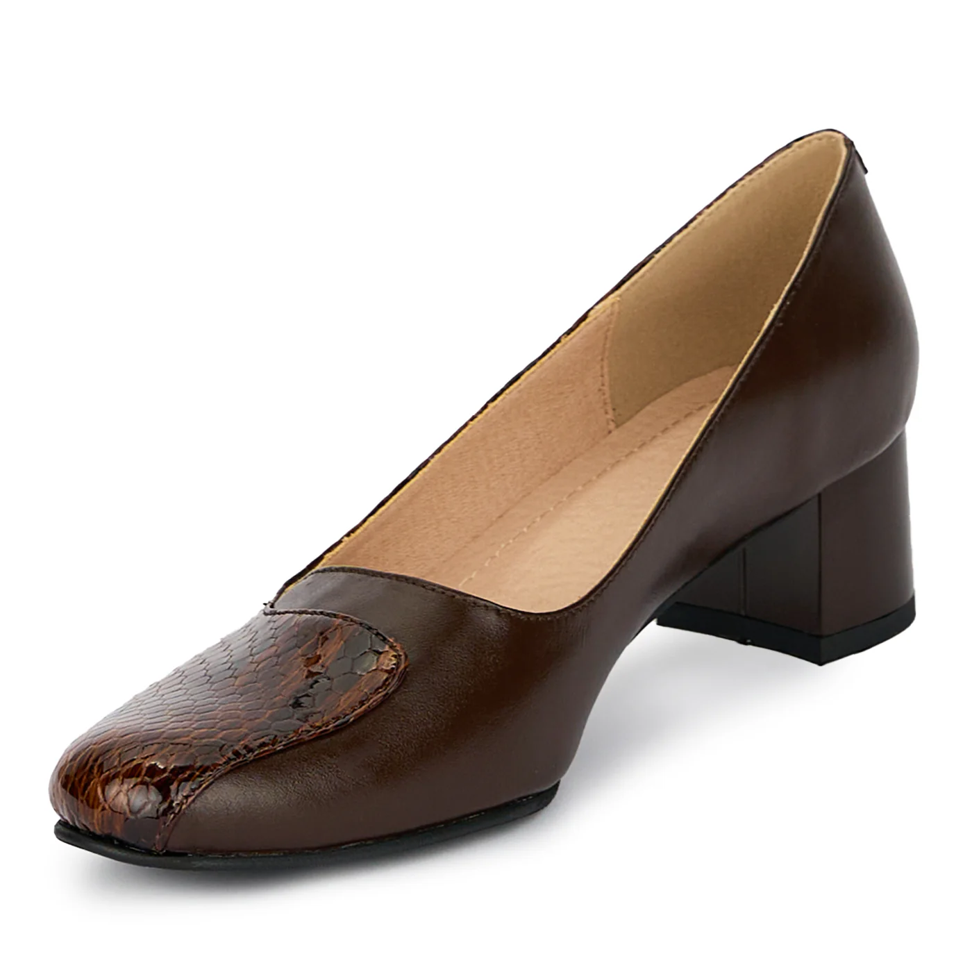 Pantofi dama din piele naturala cu toc gros 4.5 cm 17872 - Image 3