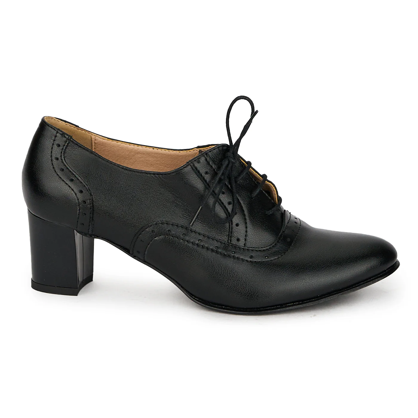 Pantofi dama din piele naturala cu toc gros 5.5 cm 17854