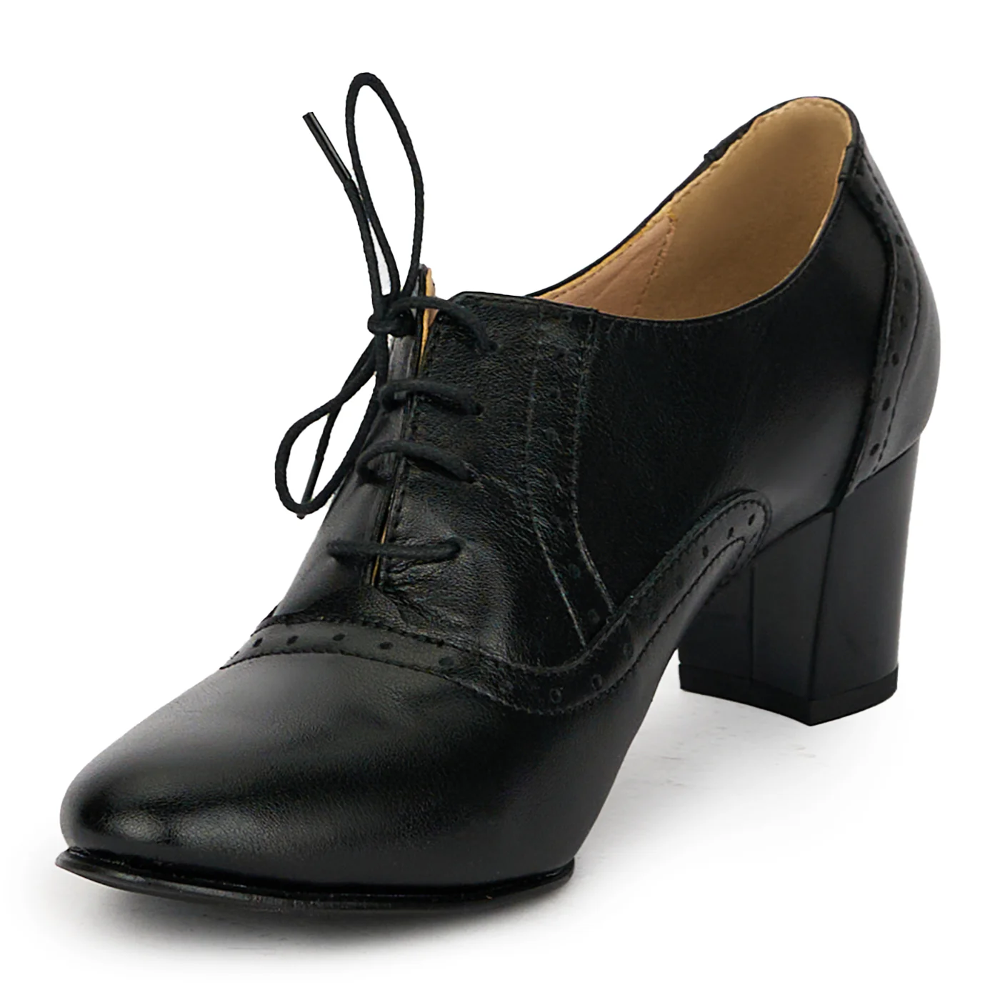 Pantofi dama din piele naturala cu toc gros 5.5 cm 17854 - Image 3