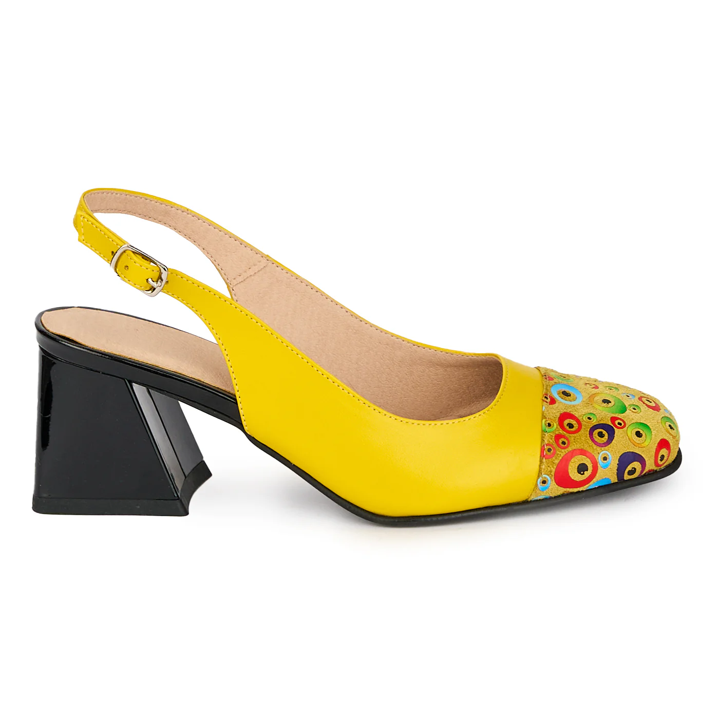 Pantofi dama din piele naturala cu toc gros 6 cm 17944