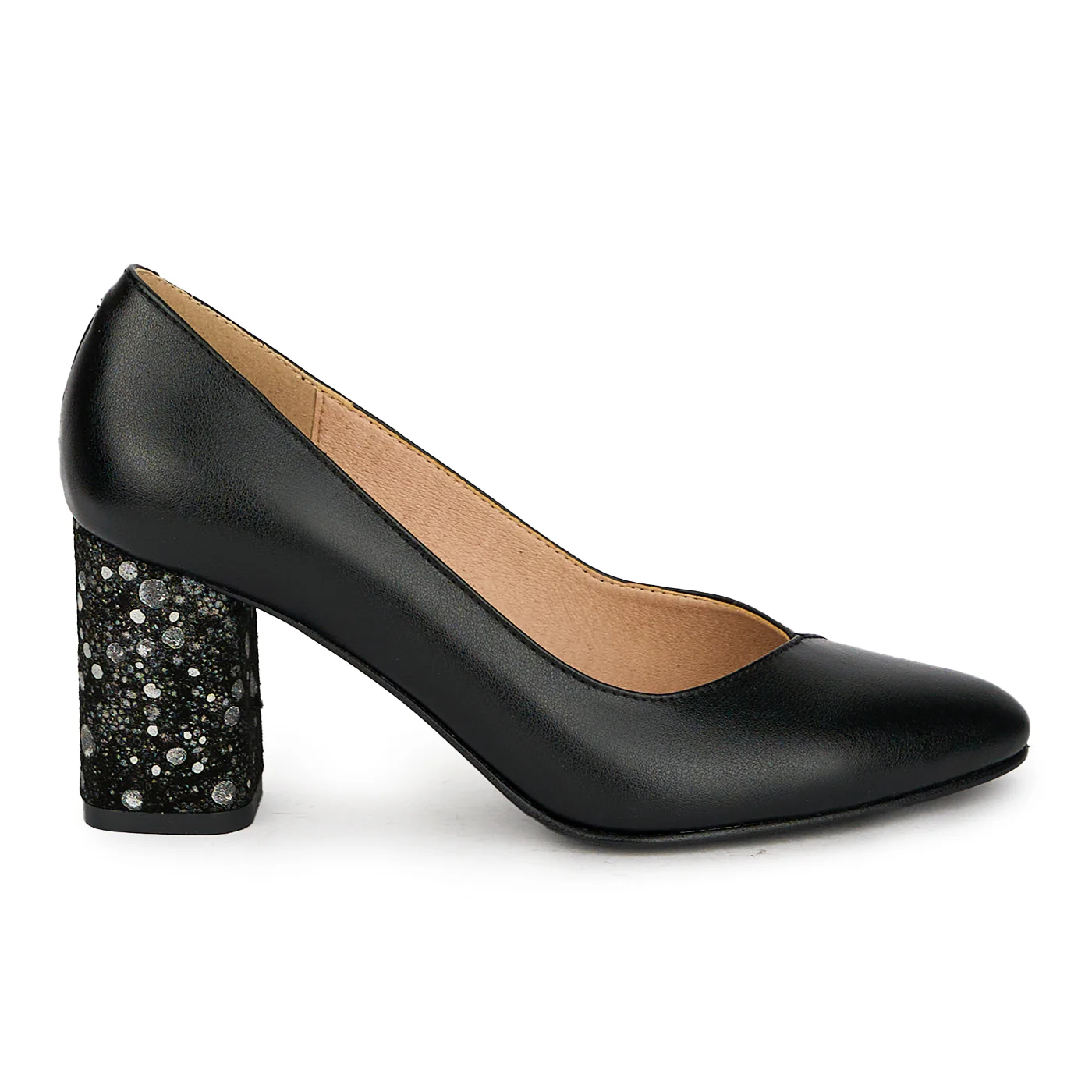 Pantofi dama din piele naturala cu toc gros 7.5 cm 17853