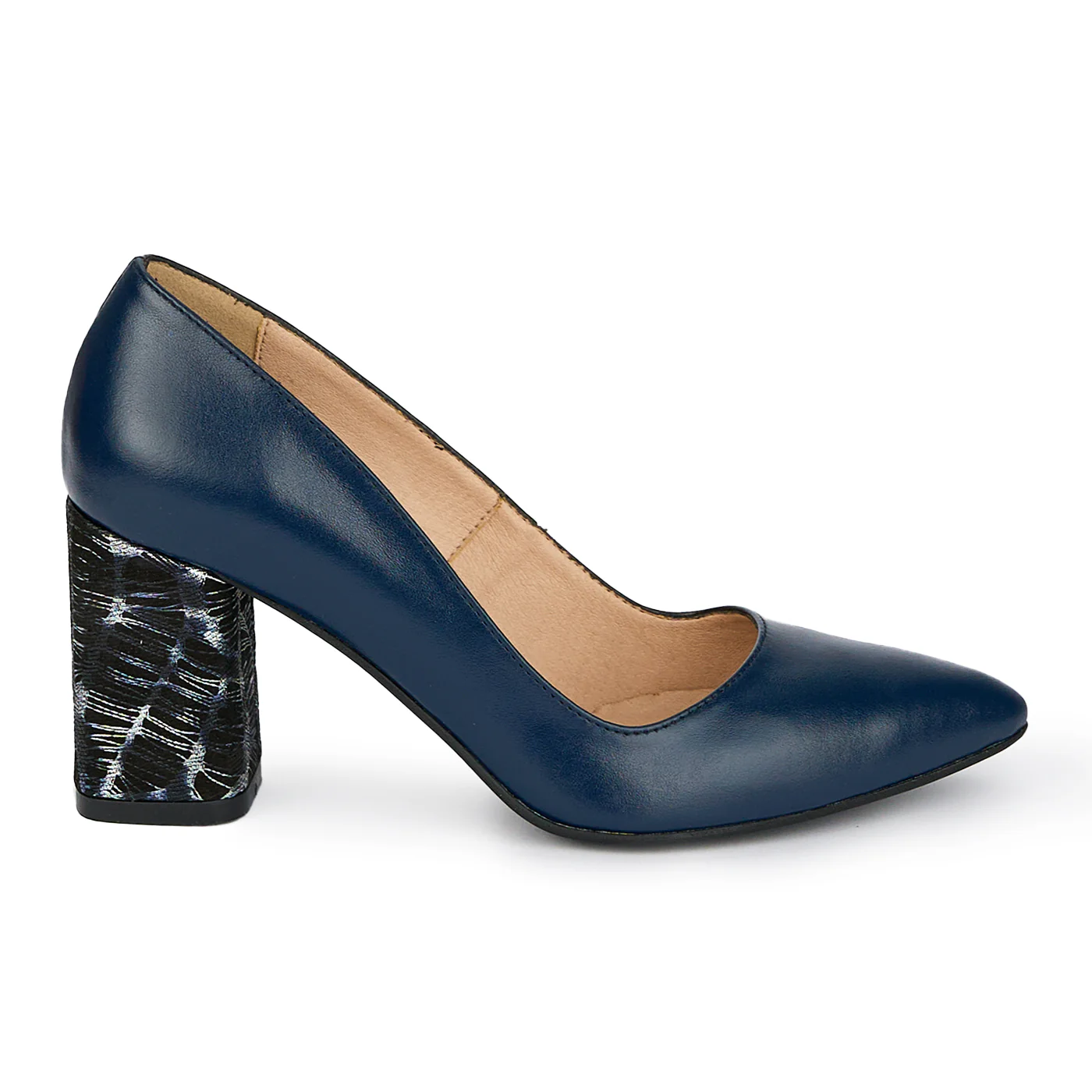 Pantofi dama din piele naturala cu toc gros 7.5 cm 17913