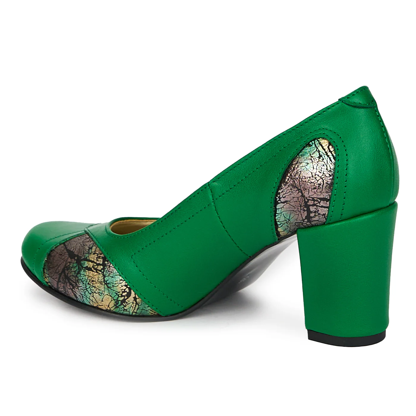 Pantofi dama din piele naturala cu toc gros 7.5 cm 17930 - Image 2