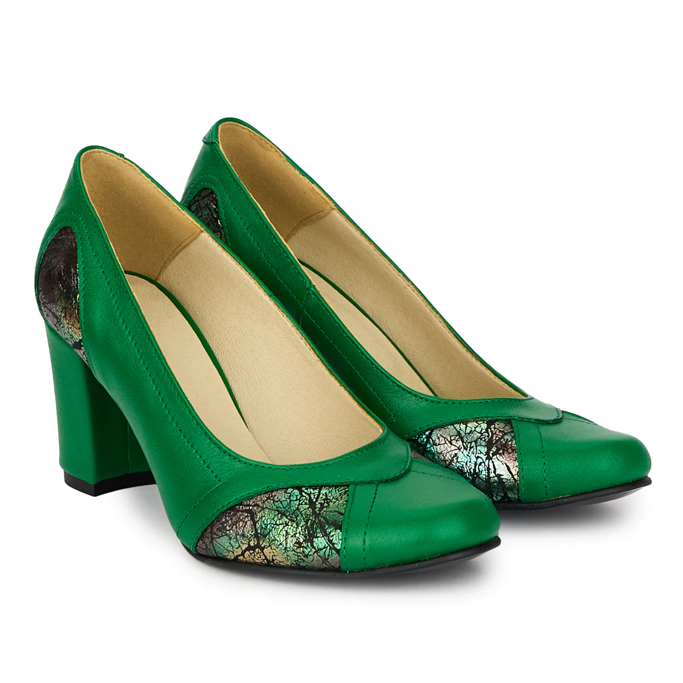 Pantofi dama din piele naturala cu toc gros 7.5 cm 17930 - Image 4