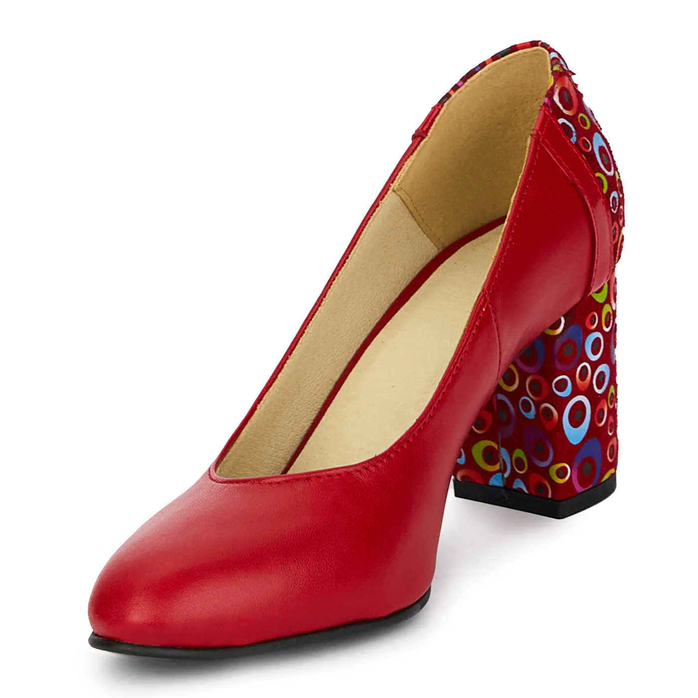 Pantofi dama din piele naturala cu toc gros 7.5 cm 17932 - Image 3