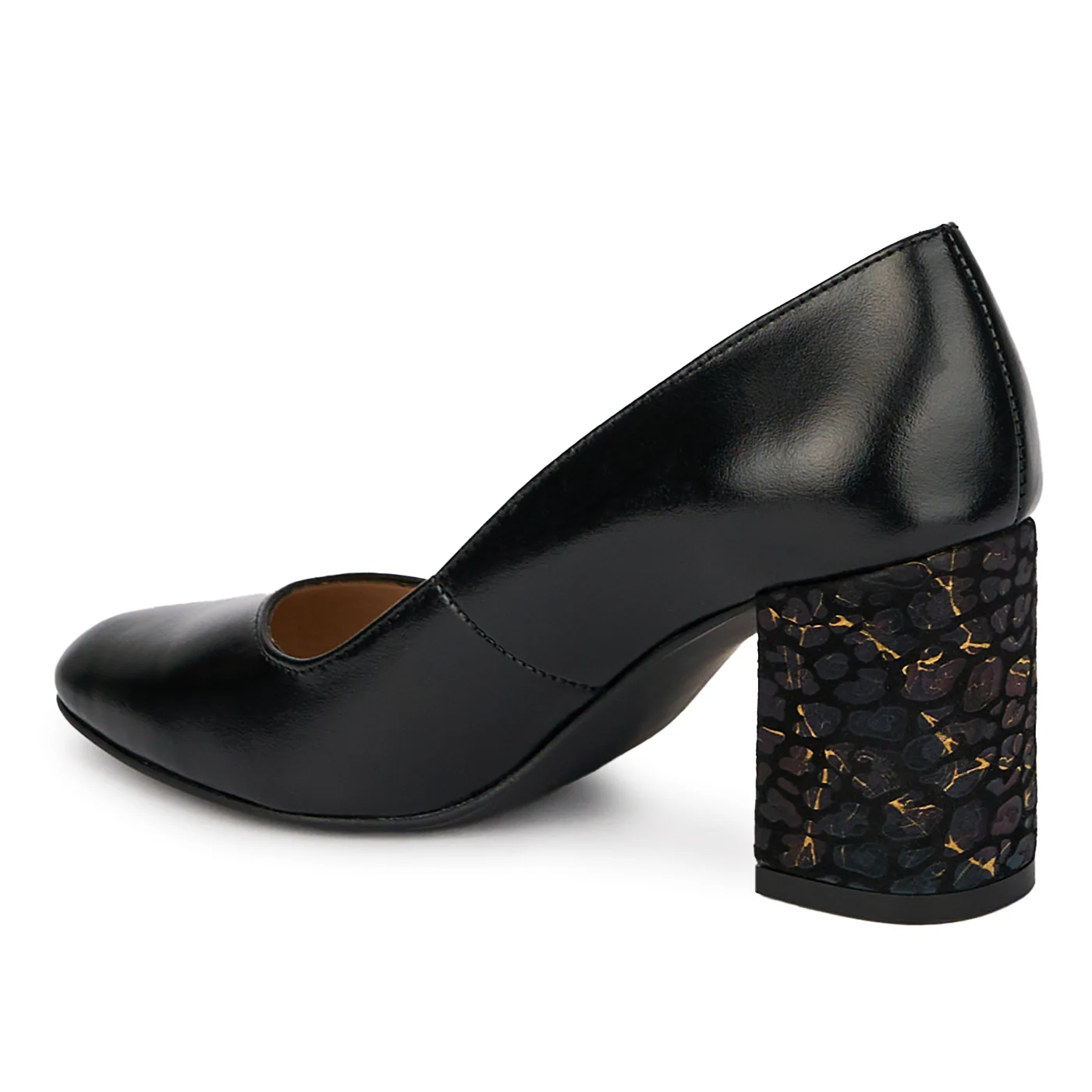 Pantofi dama din piele naturala cu toc gros 7.5 cm 17956 - Image 2