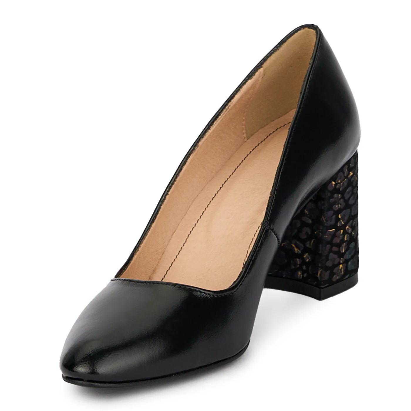 Pantofi dama din piele naturala cu toc gros 7.5 cm 17956 - Image 3