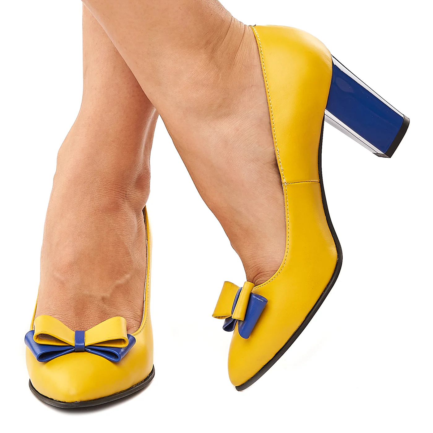 Pantofi dama din piele naturala galbena 4200 - Image 3