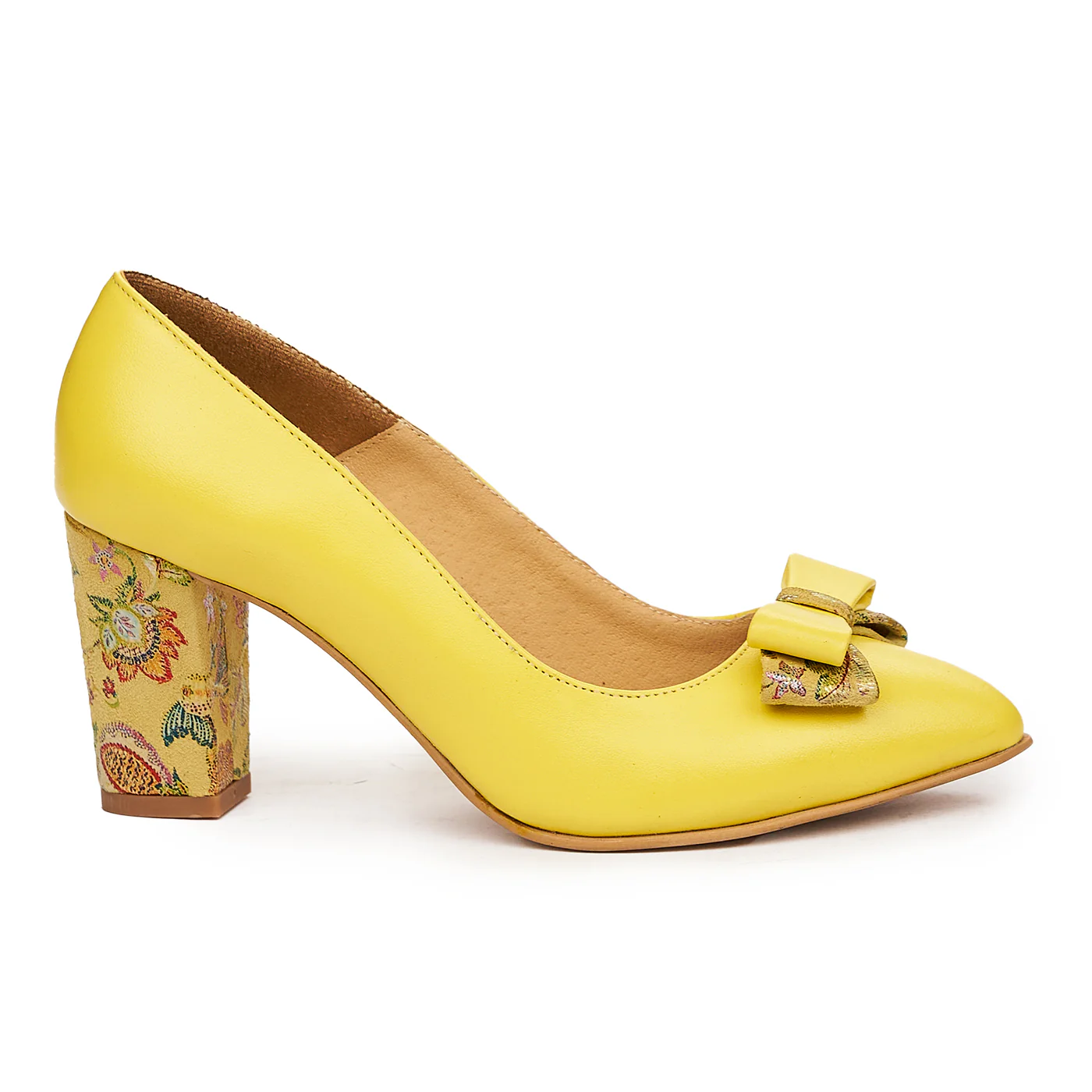 Pantofi dama din piele naturala galbena 9417