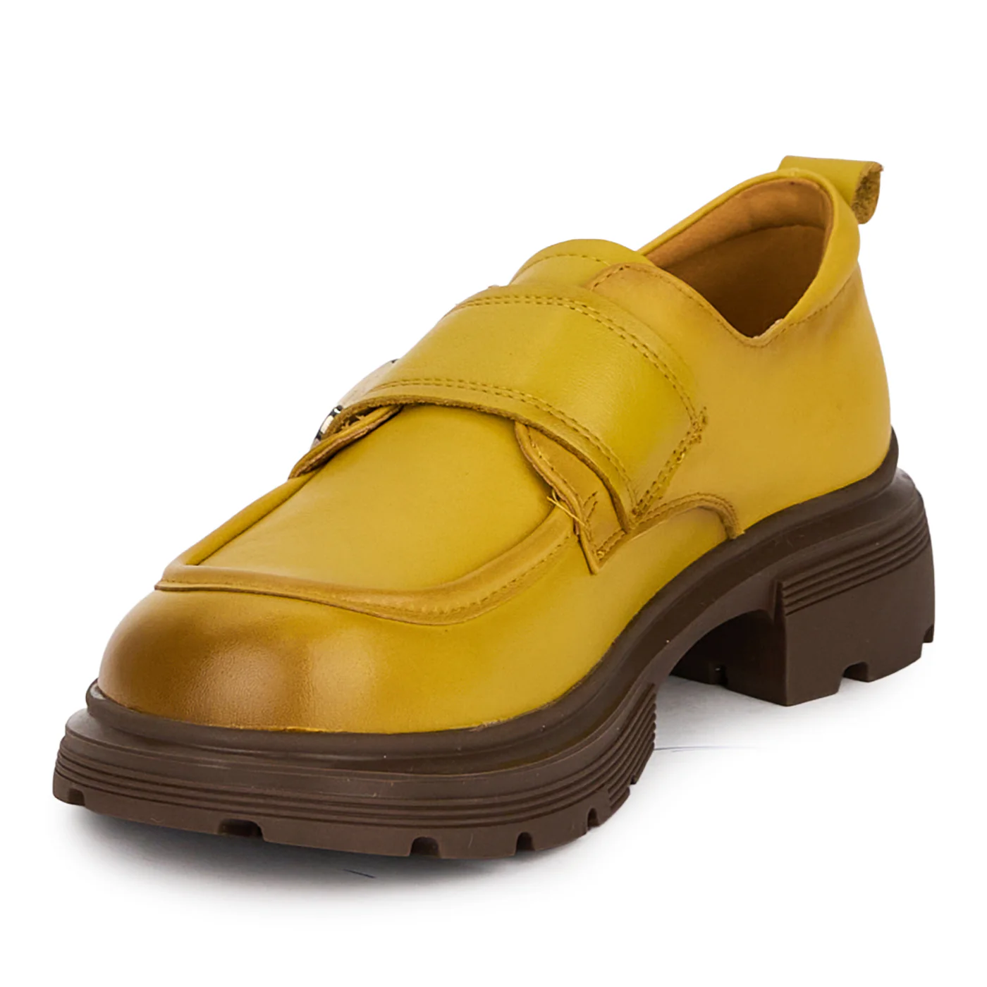 Pantofi dama din piele naturala galbena cu accesoriu metalic 18712 - Image 3