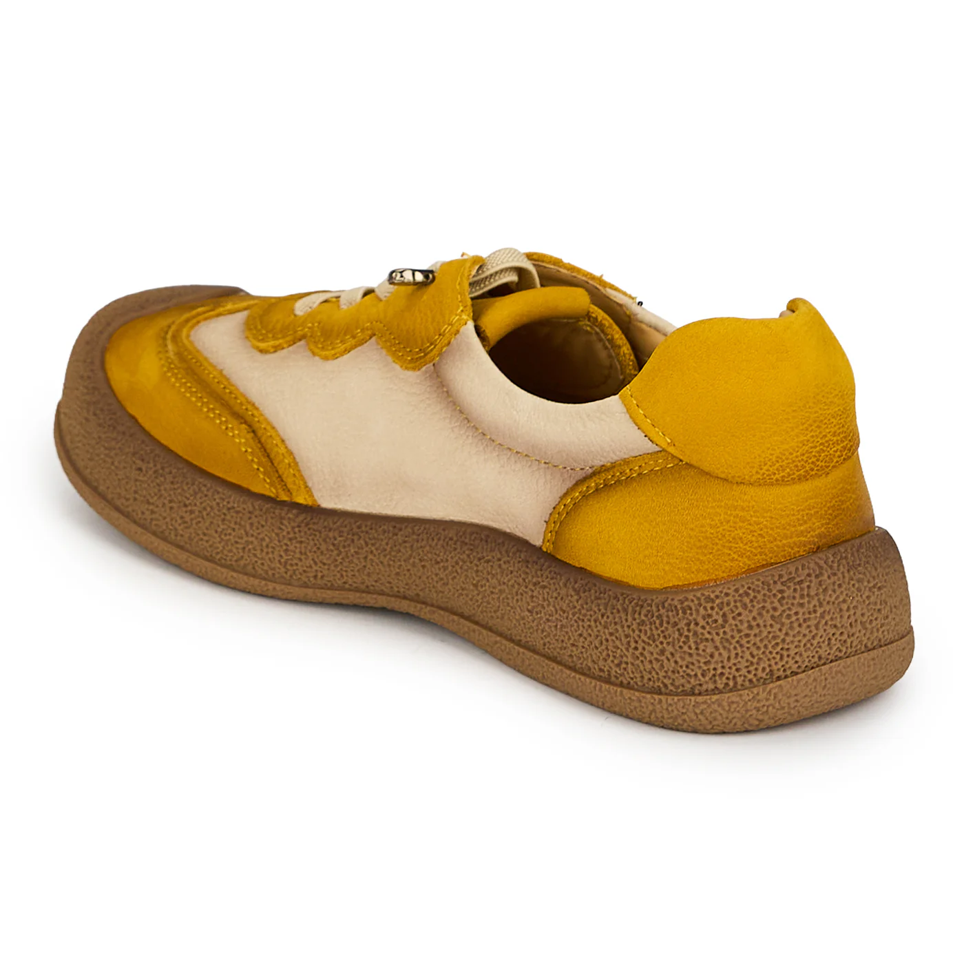Pantofi dama din piele naturala galbena cu talpa joasa 19274 - Image 2