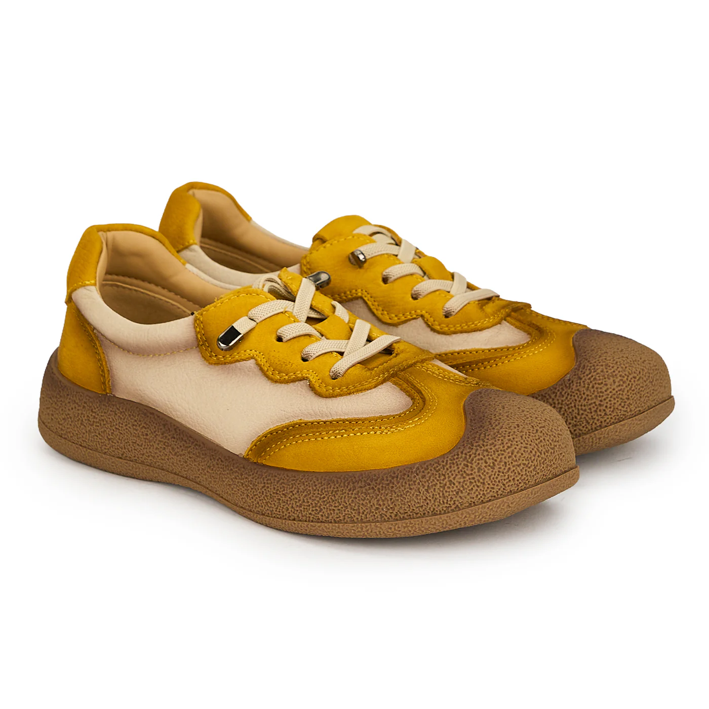 Pantofi dama din piele naturala galbena cu talpa joasa 19274 - Image 4