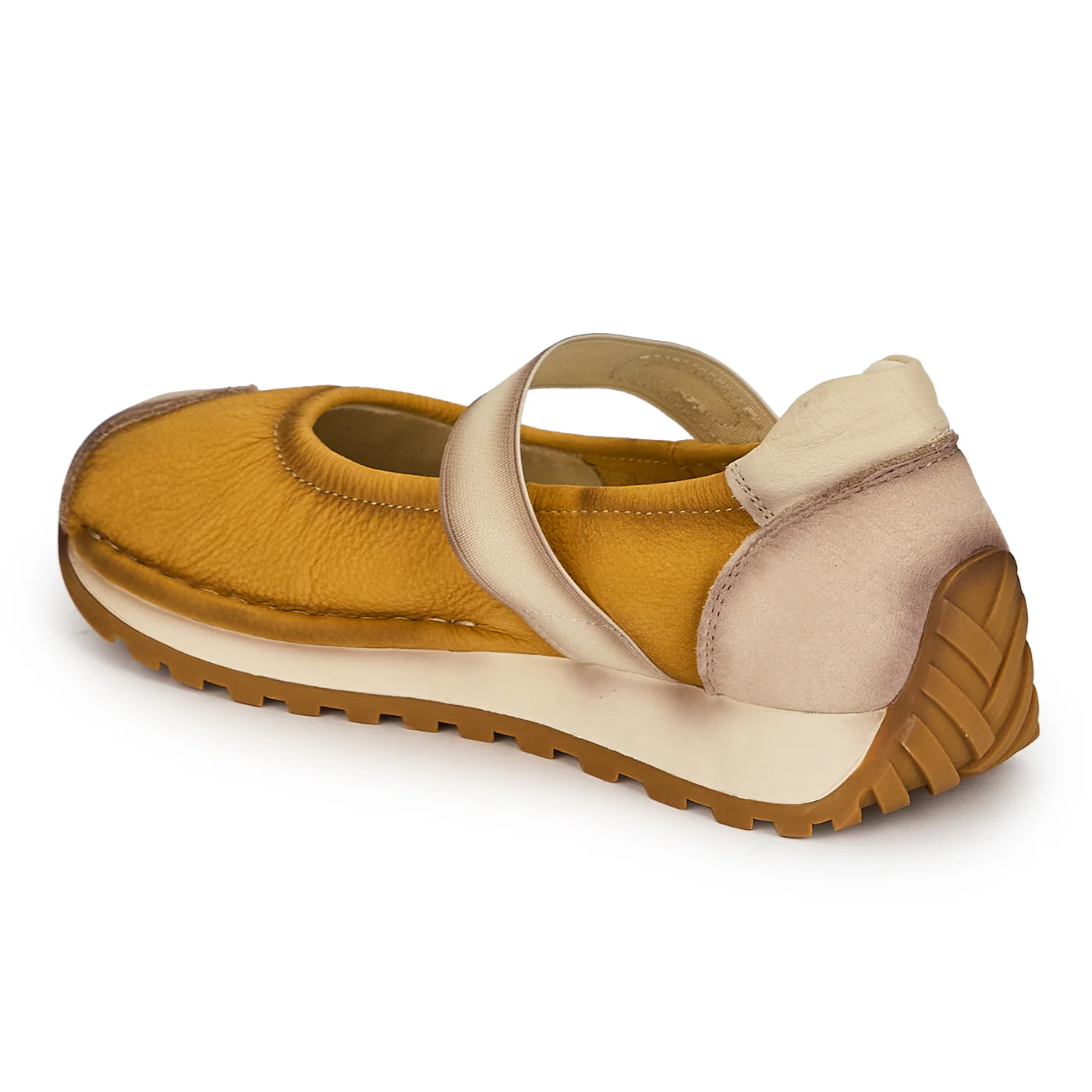 Pantofi dama din piele naturala galbena cu talpa joasa 19290 - Image 2
