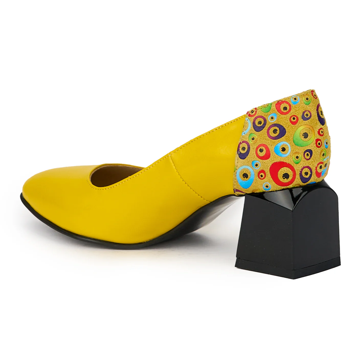 Pantofi dama din piele naturala galbena cu toc gros 5.5 cm 15820 - Image 2