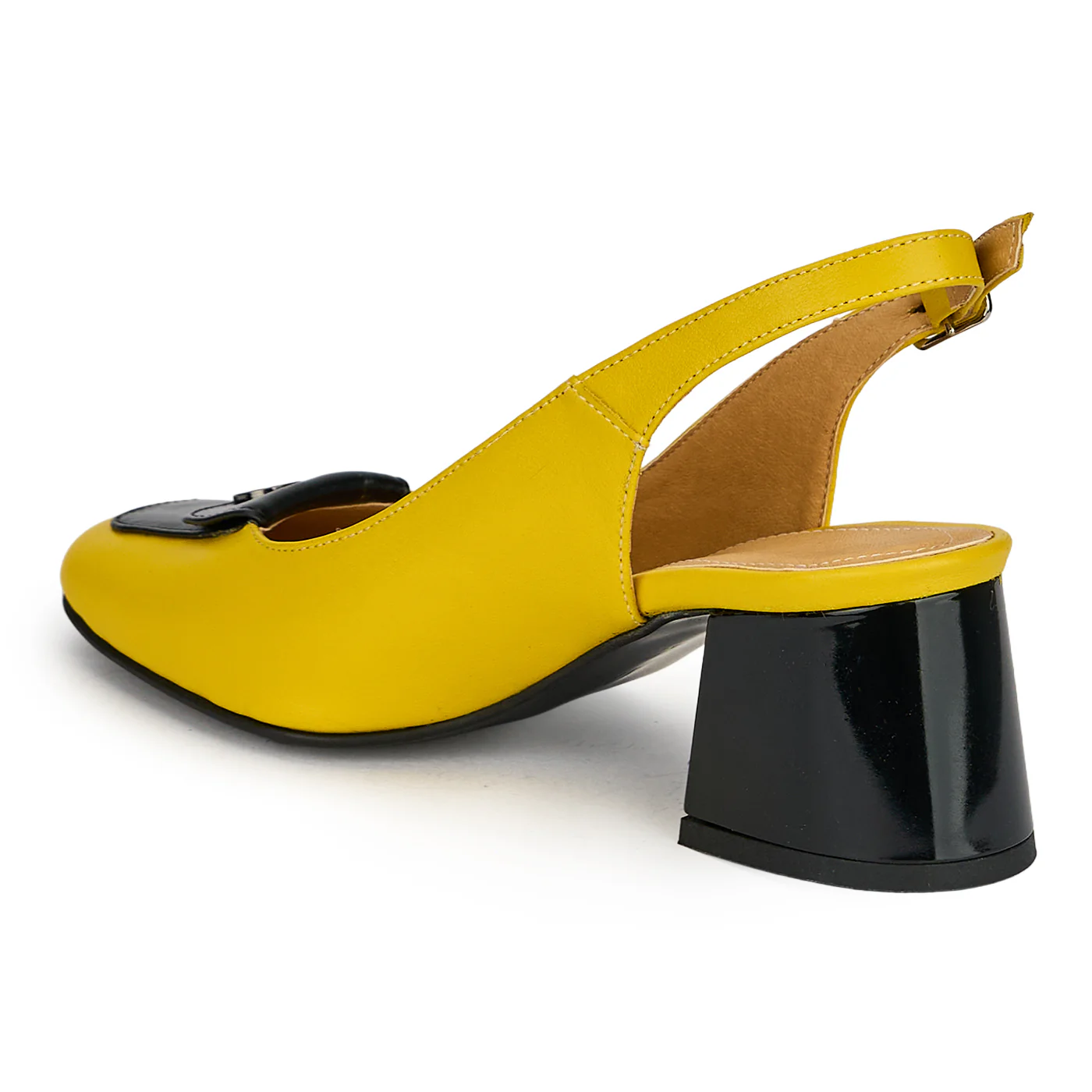 Pantofi dama din piele naturala galbena cu toc gros 5.5 cm 19834 - Image 2