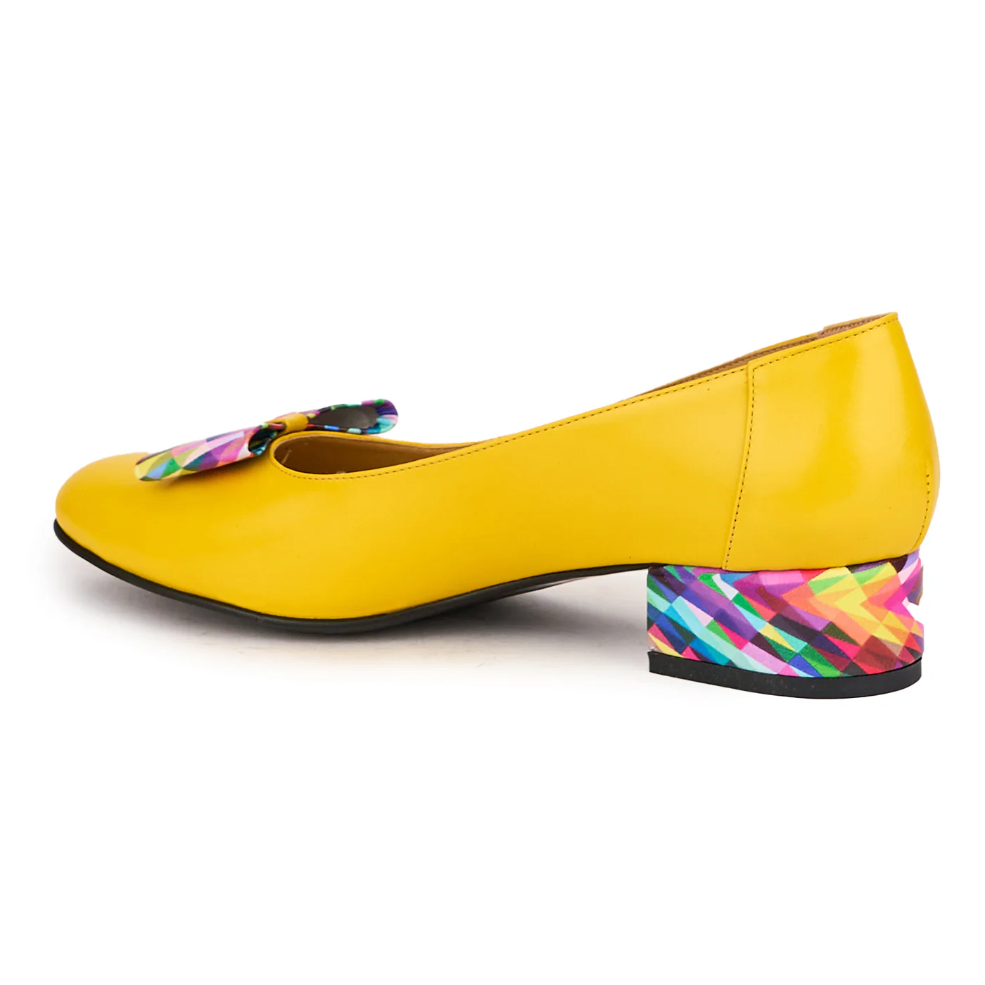 Pantofi dama din piele naturala galbena cu toc mic 3.5 cm 16475 - Image 2