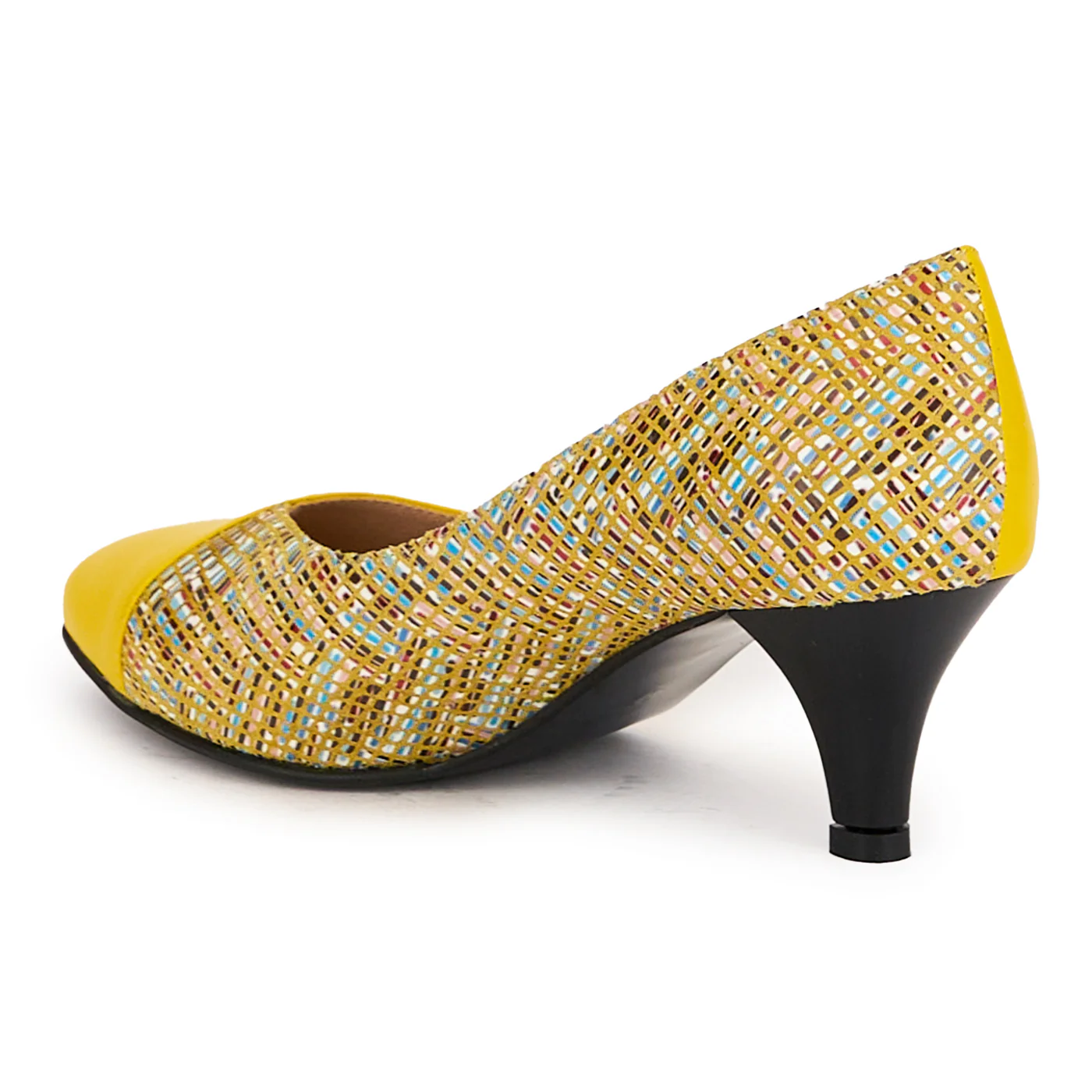 Pantofi dama din piele naturala galbena cu toc subtire 6 cm 16721 - Image 2