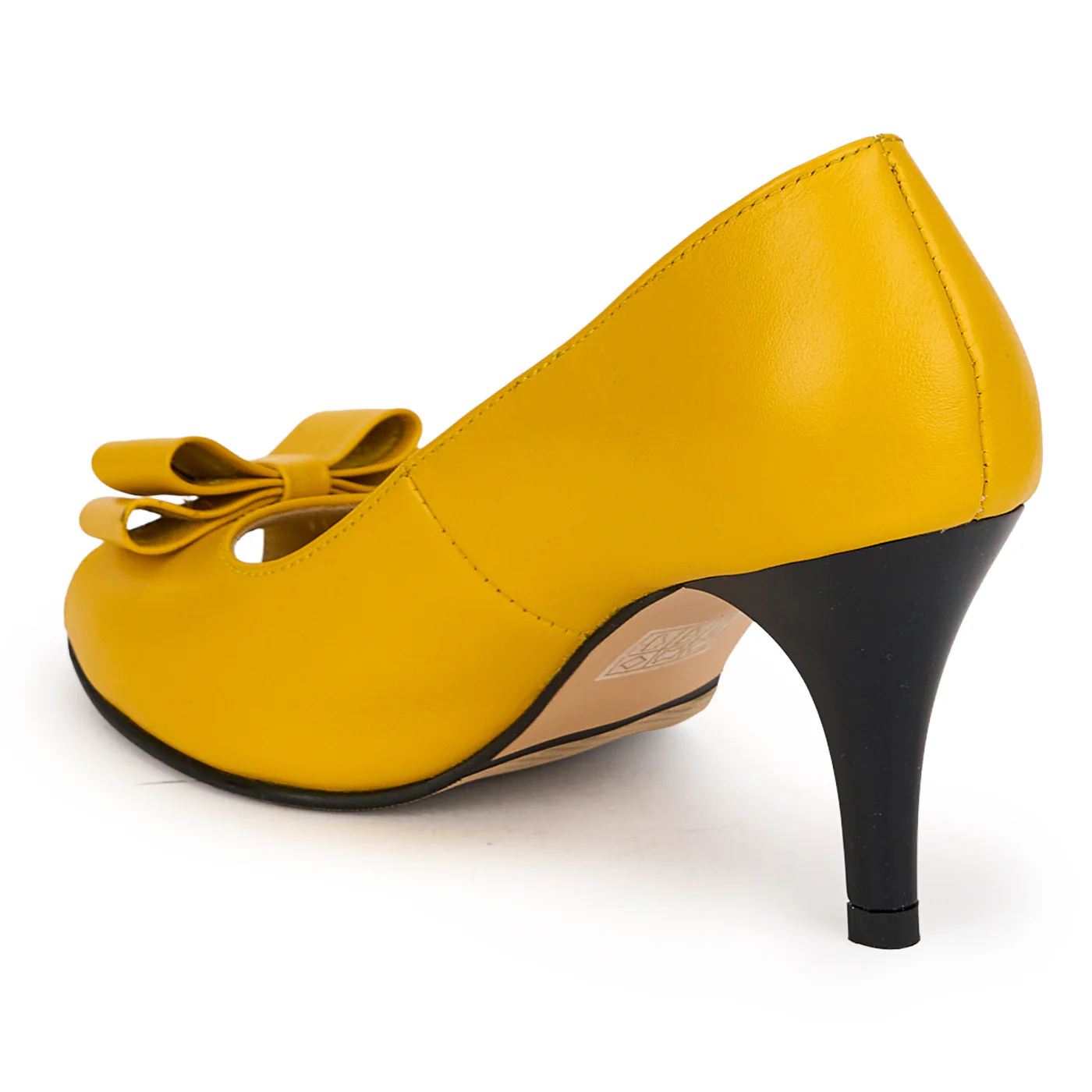Pantofi damă din piele naturală galbena cu toc subtire 7.5 cm 19574 - Image 2