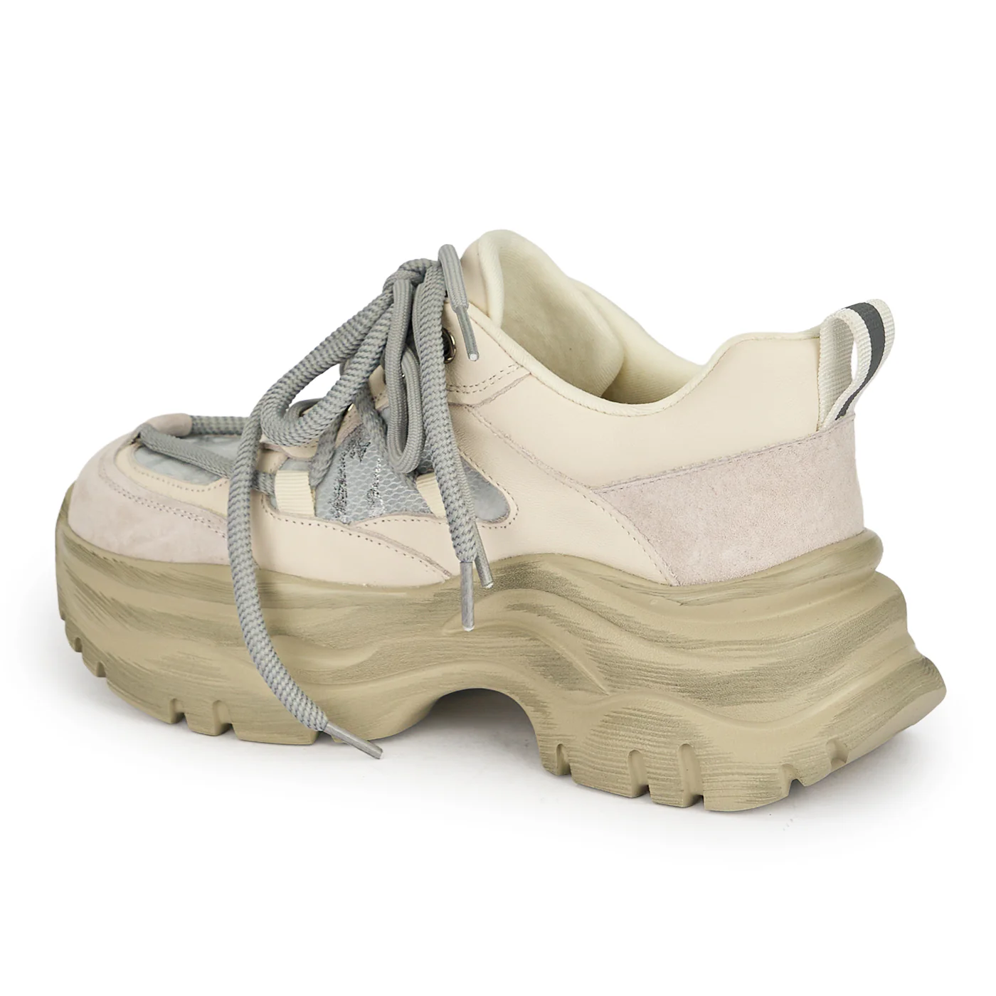 Pantofi dama din piele naturala gri cu talpa inalta 6 cm 19056 - Image 2