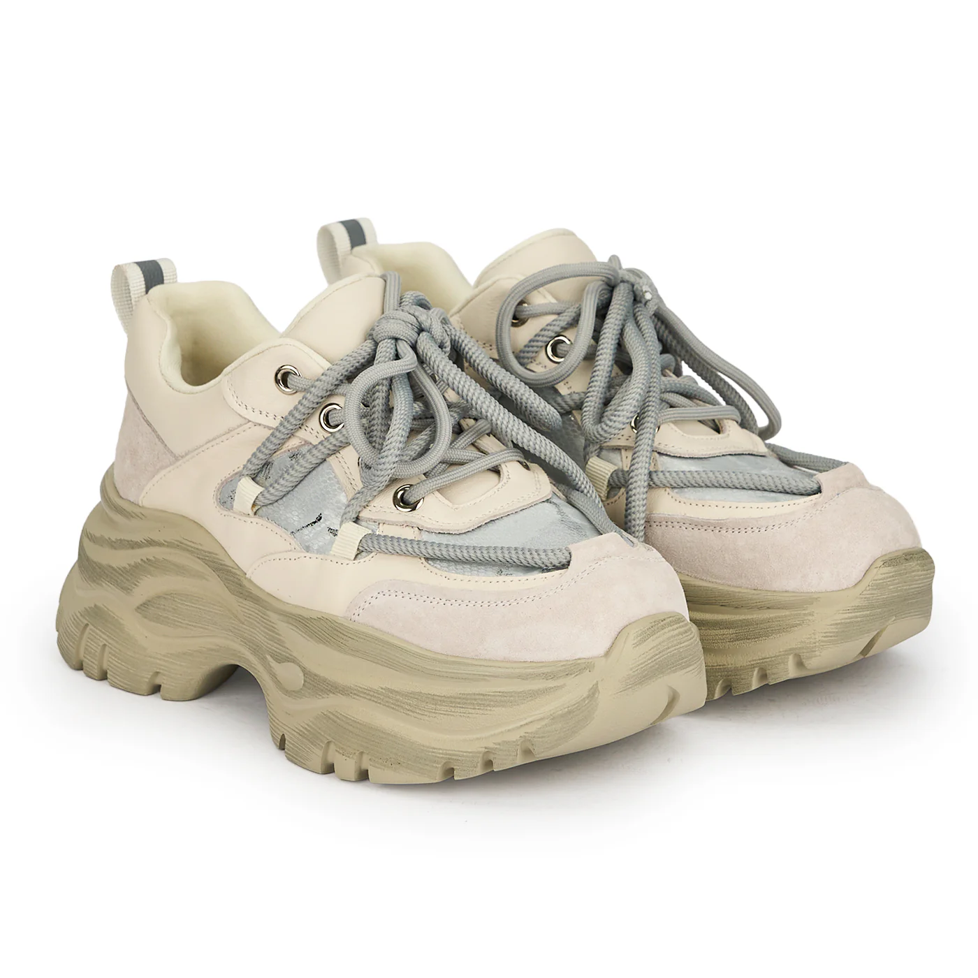Pantofi dama din piele naturala gri cu talpa inalta 6 cm 19056 - Image 4
