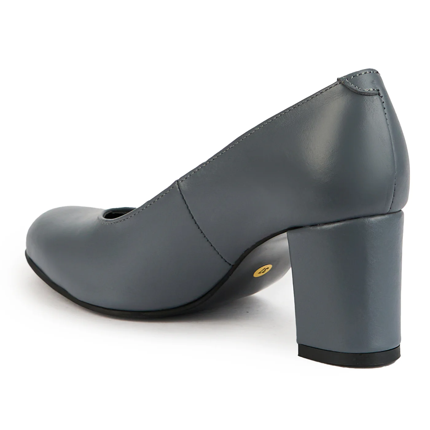 Pantofi dama din piele naturala gri cu toc gros 7 cm 14877 - Image 2
