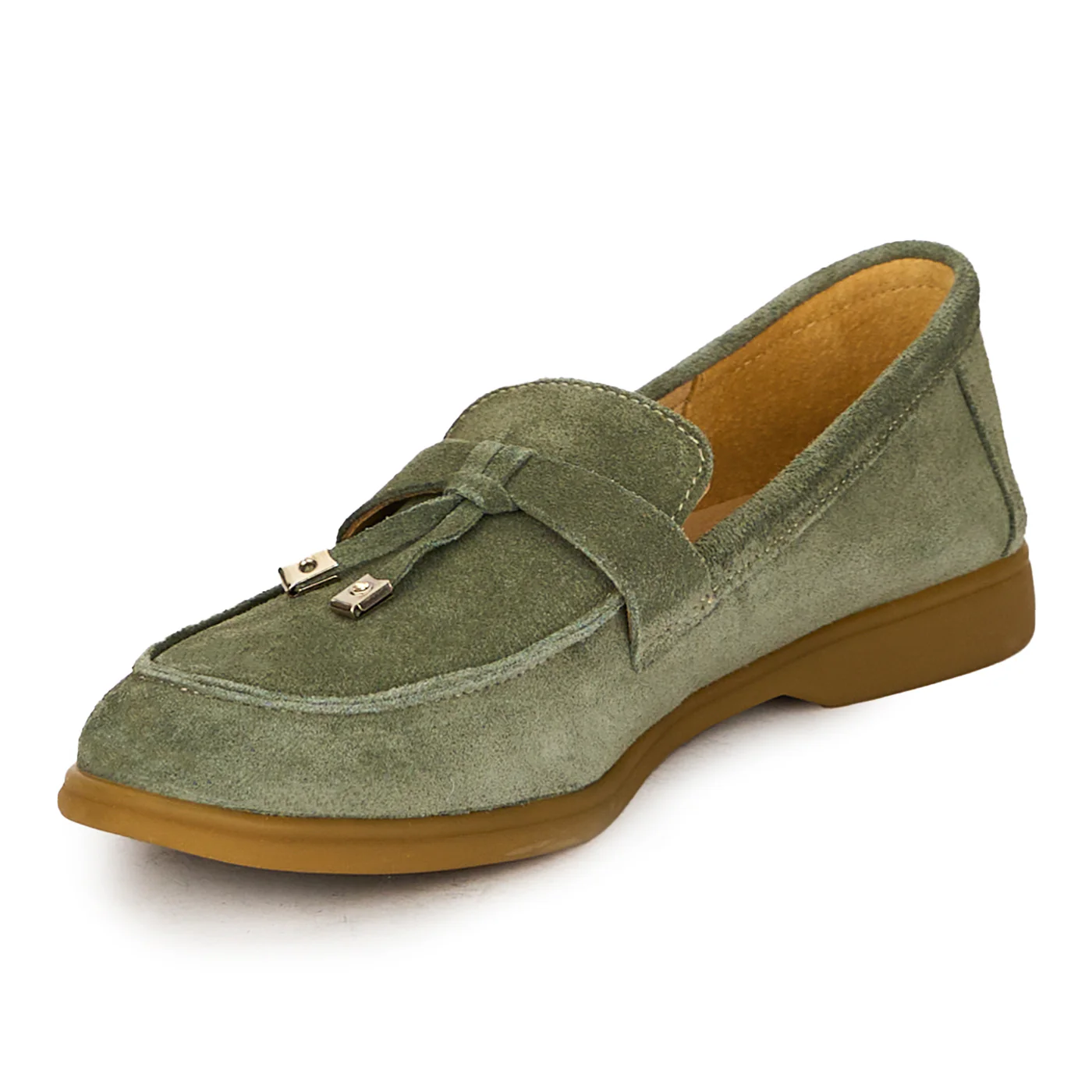 Pantofi dama din piele naturala kaki 17845 - Image 3
