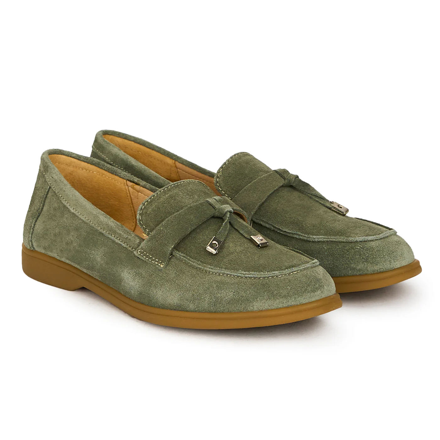 Pantofi dama din piele naturala kaki 17845 - Image 4