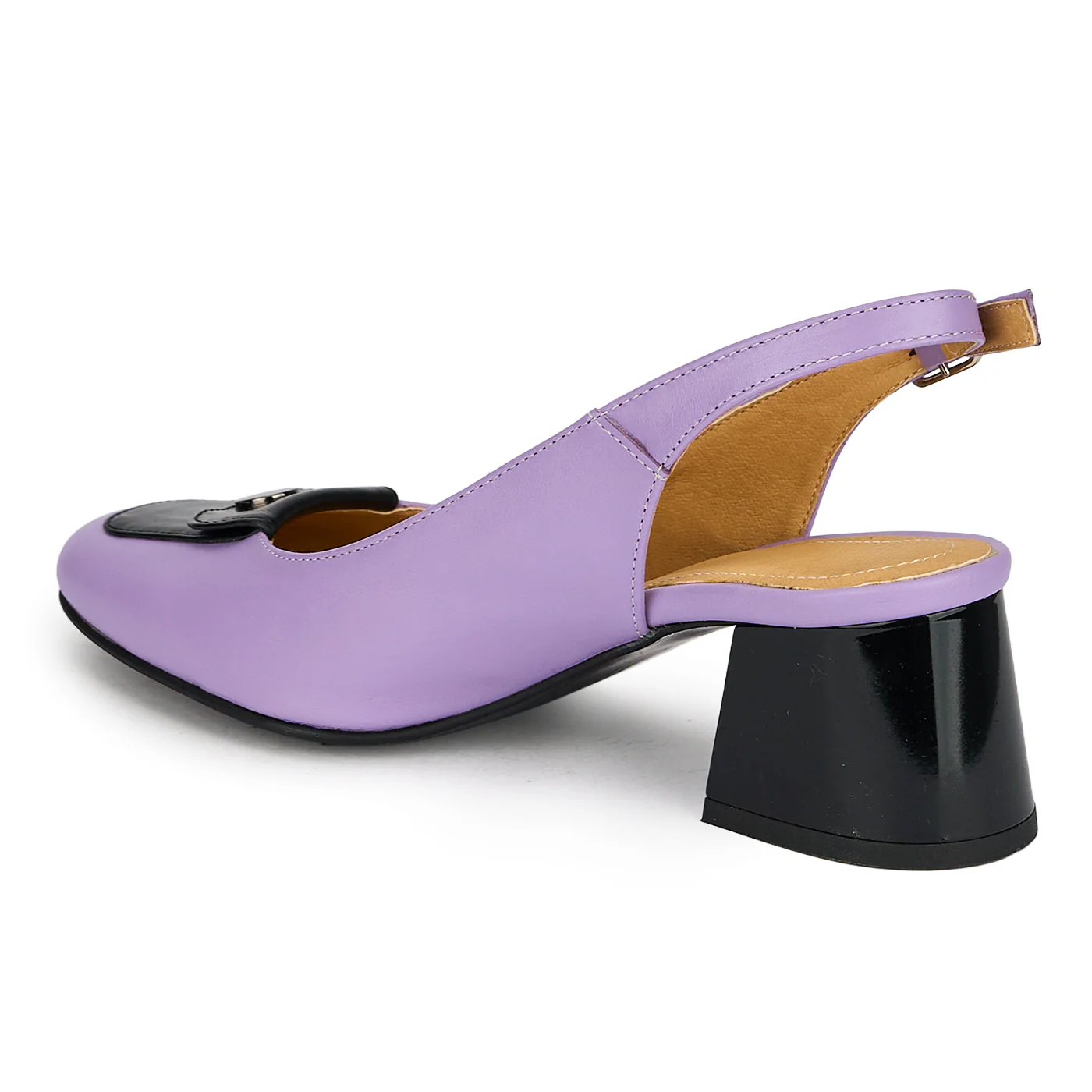 Pantofi dama din piele naturala lila cu toc gros 5.5 cm 19835 - Image 2