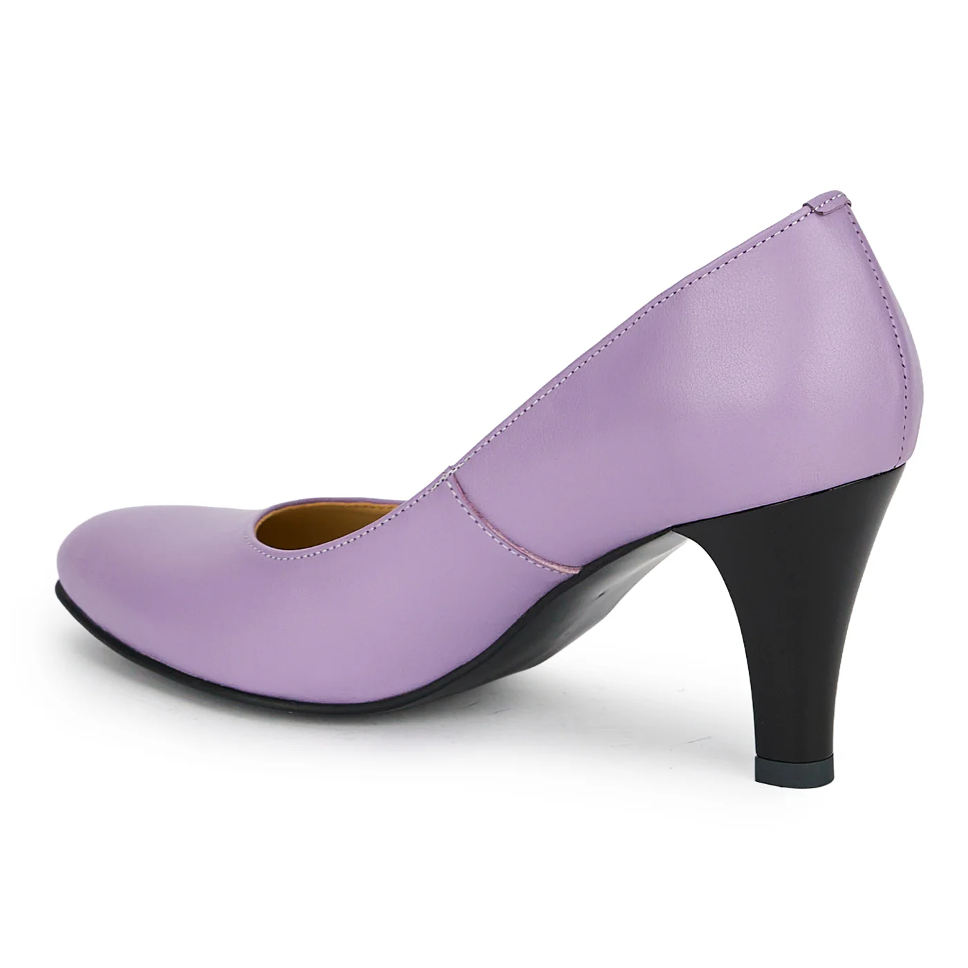 Pantofi dama din piele naturala lila cu toc gros 8 cm 19224 - Image 2