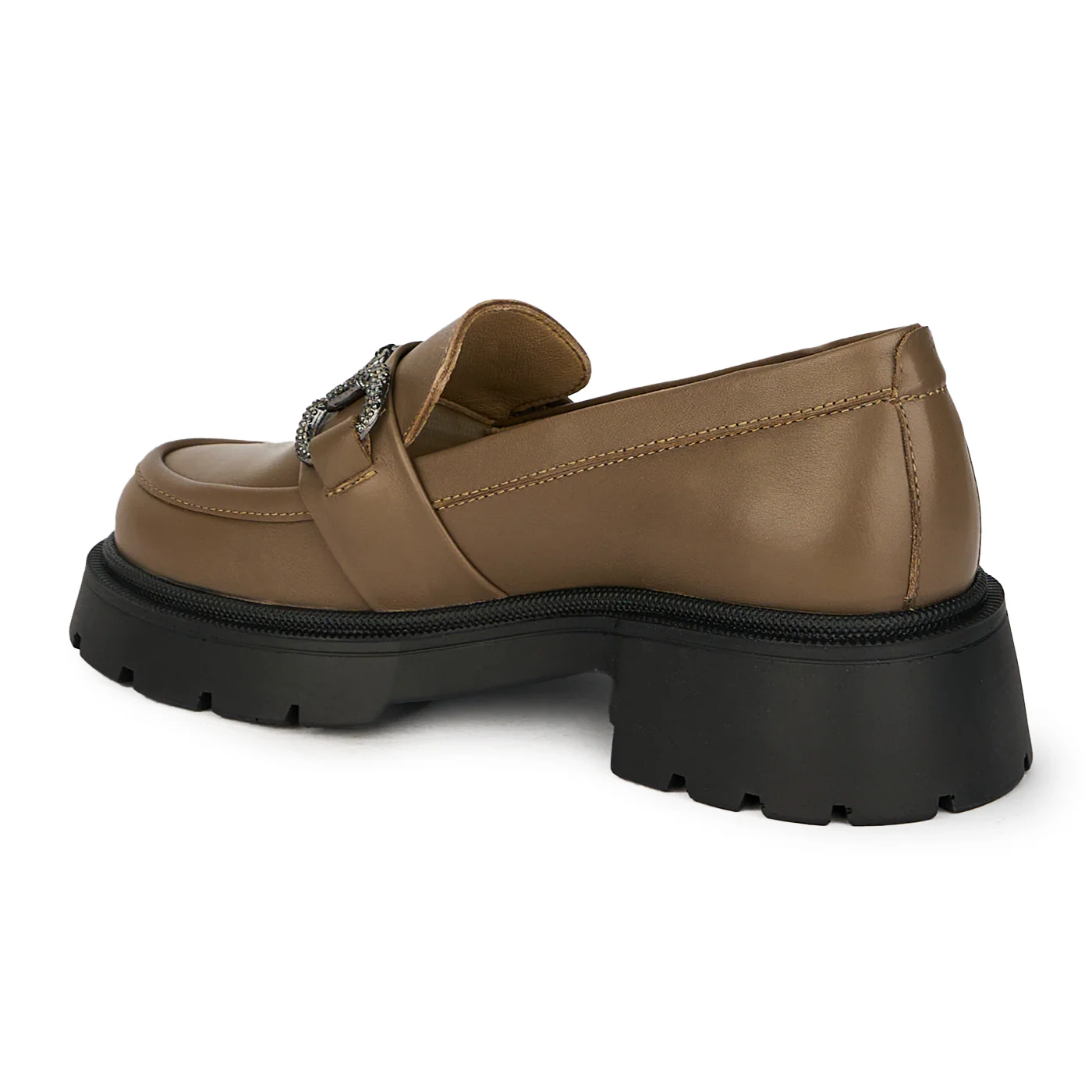Pantofi dama din piele naturala maro cu accesoriu metalic 17837 - Image 2
