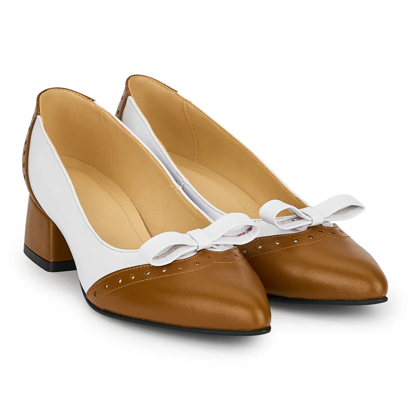 Pantofi dama din piele naturala maro cu toc gros 4 cm 19219 - Image 4
