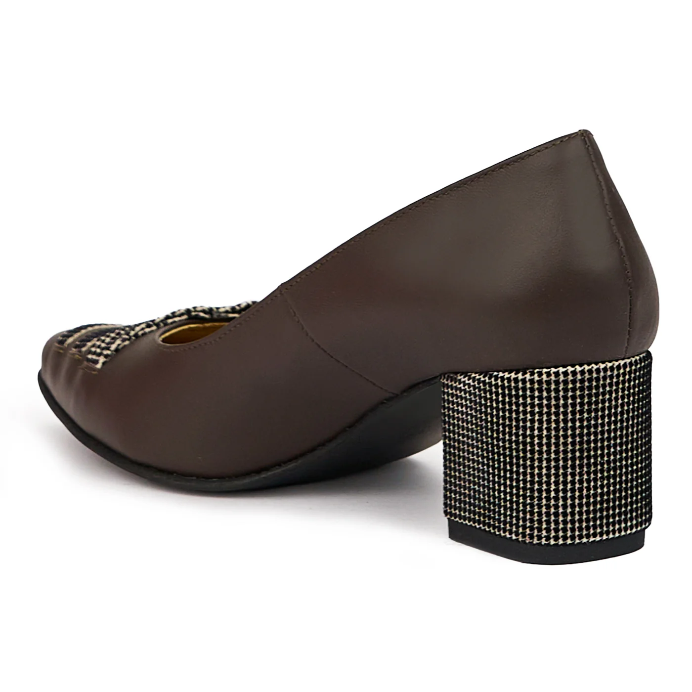 Pantofi dama din piele naturala maro cu toc gros 5.5 cm 14393 - Image 2