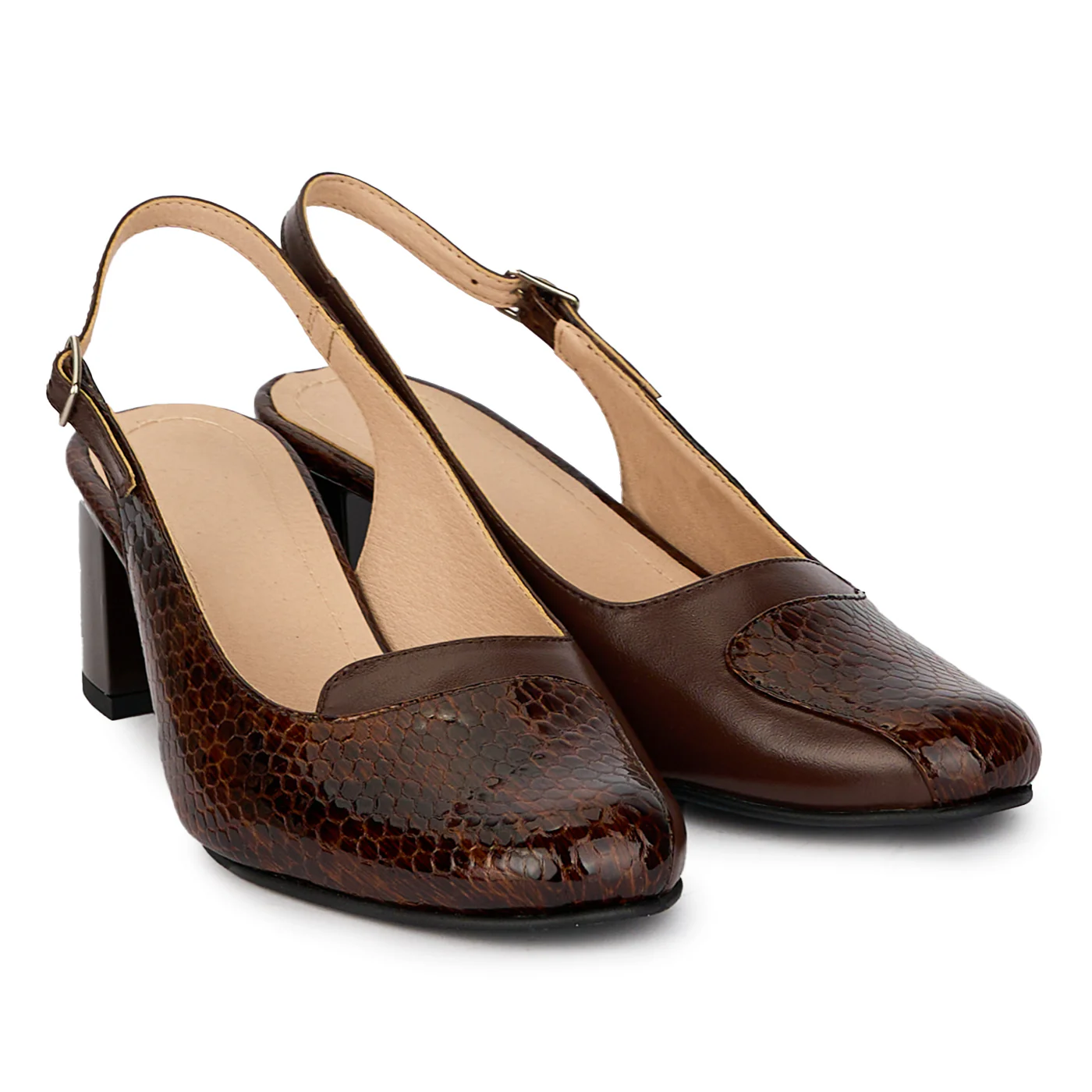 Pantofi dama din piele naturala maro cu toc gros 5.5 cm 18045 - Image 4