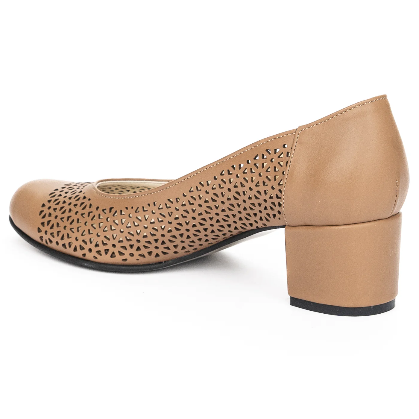 Pantofi dama din piele naturala maro cu toc gros 5 cm 13955 - Image 2
