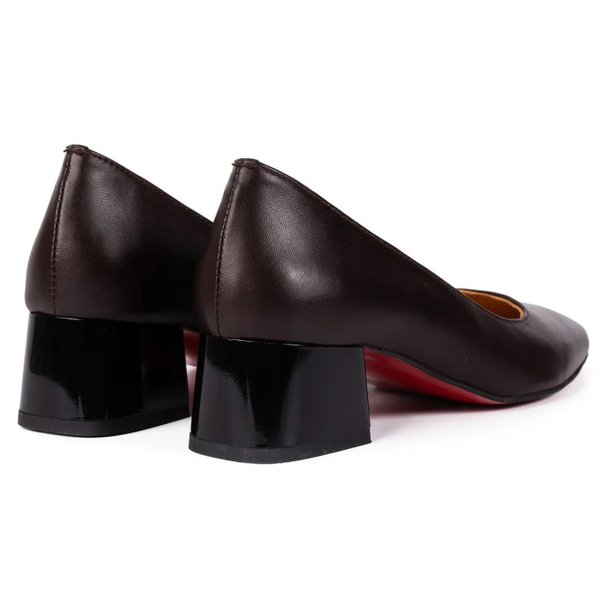 Pantofi dama din piele naturala maro cu toc gros 5 cm 15752 - Image 2