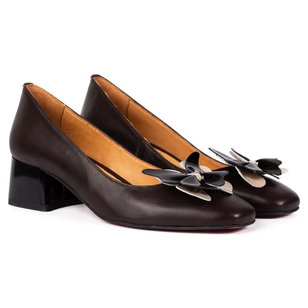 Pantofi dama din piele naturala maro cu toc gros 5 cm 15753 - Image 3