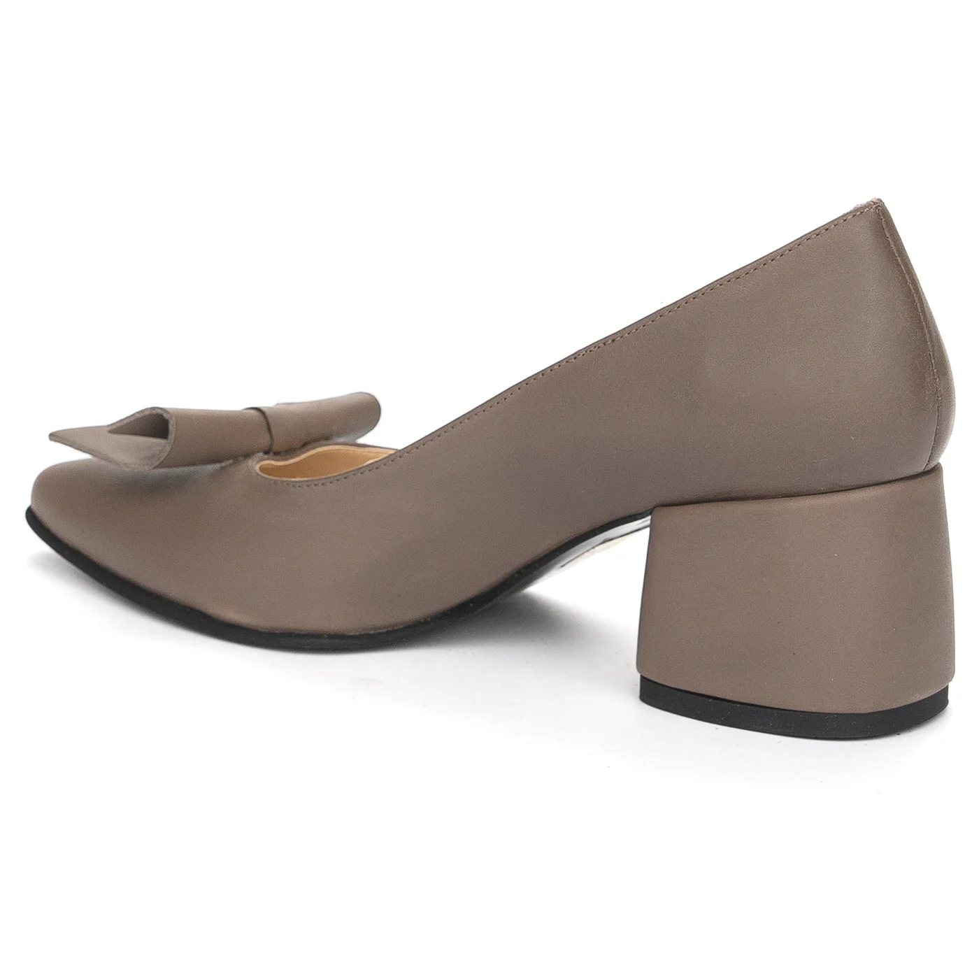 Pantofi dama din piele naturala maro cu toc gros 6 cm 13910 - Image 2