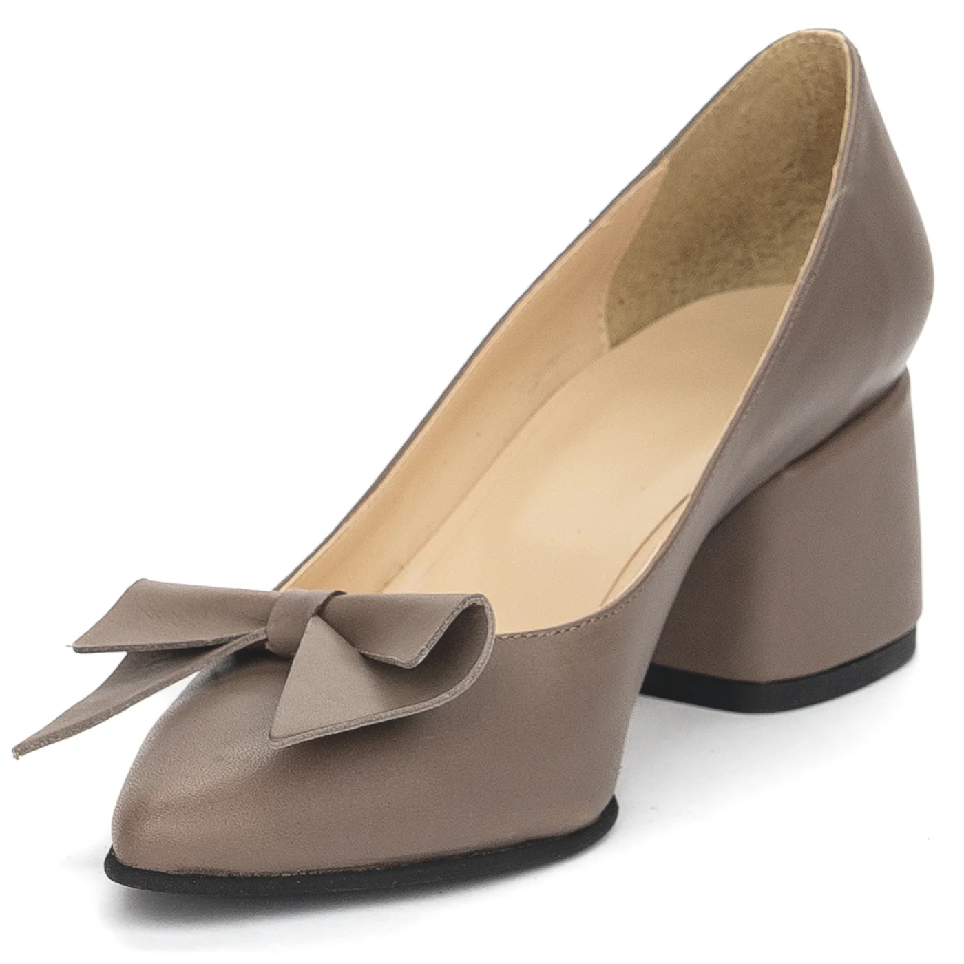 Pantofi dama din piele naturala maro cu toc gros 6 cm 13910 - Image 3