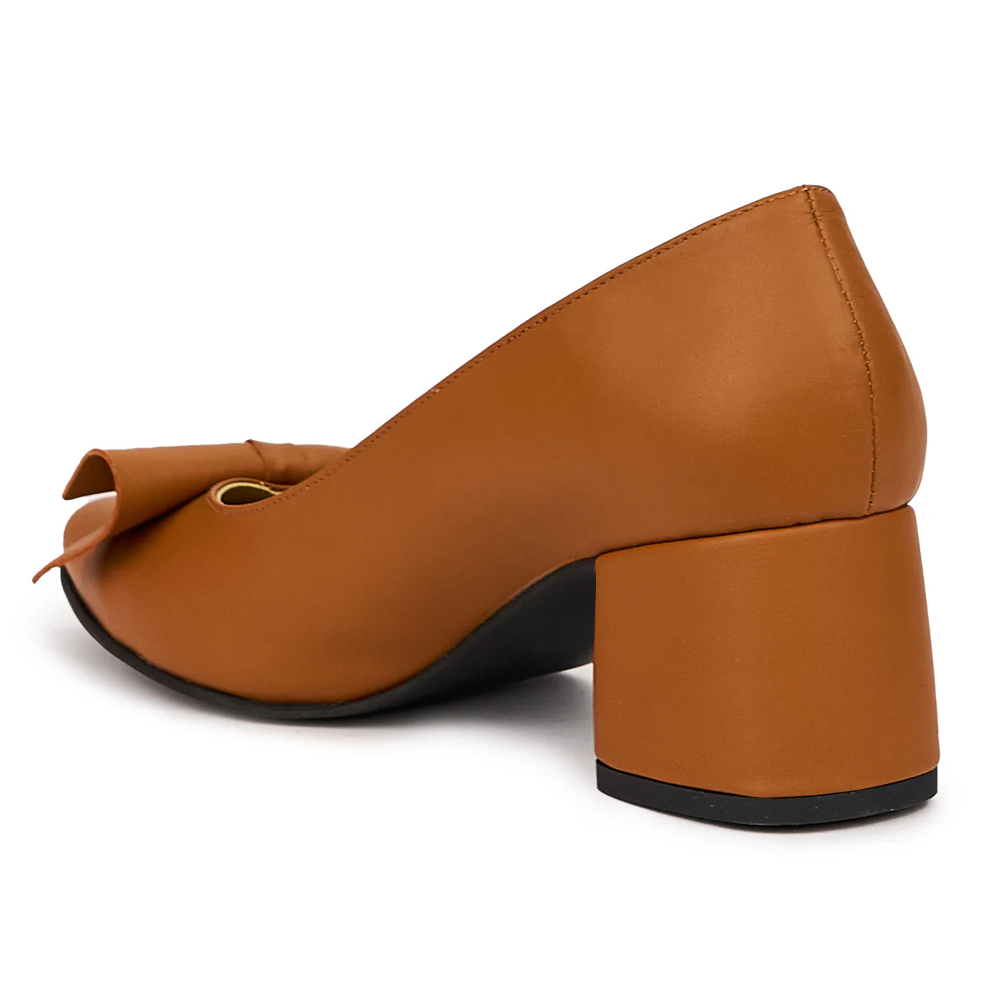 Pantofi dama din piele naturala maro cu toc gros 6 cm 14420 - Image 2