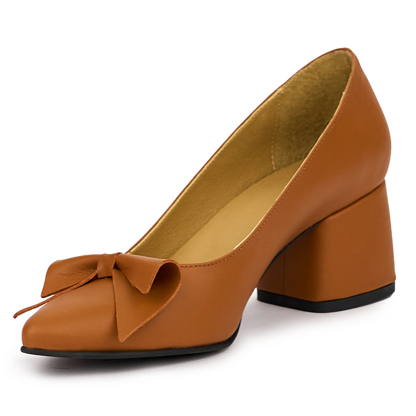 Pantofi dama din piele naturala maro cu toc gros 6 cm 14420 - Image 3