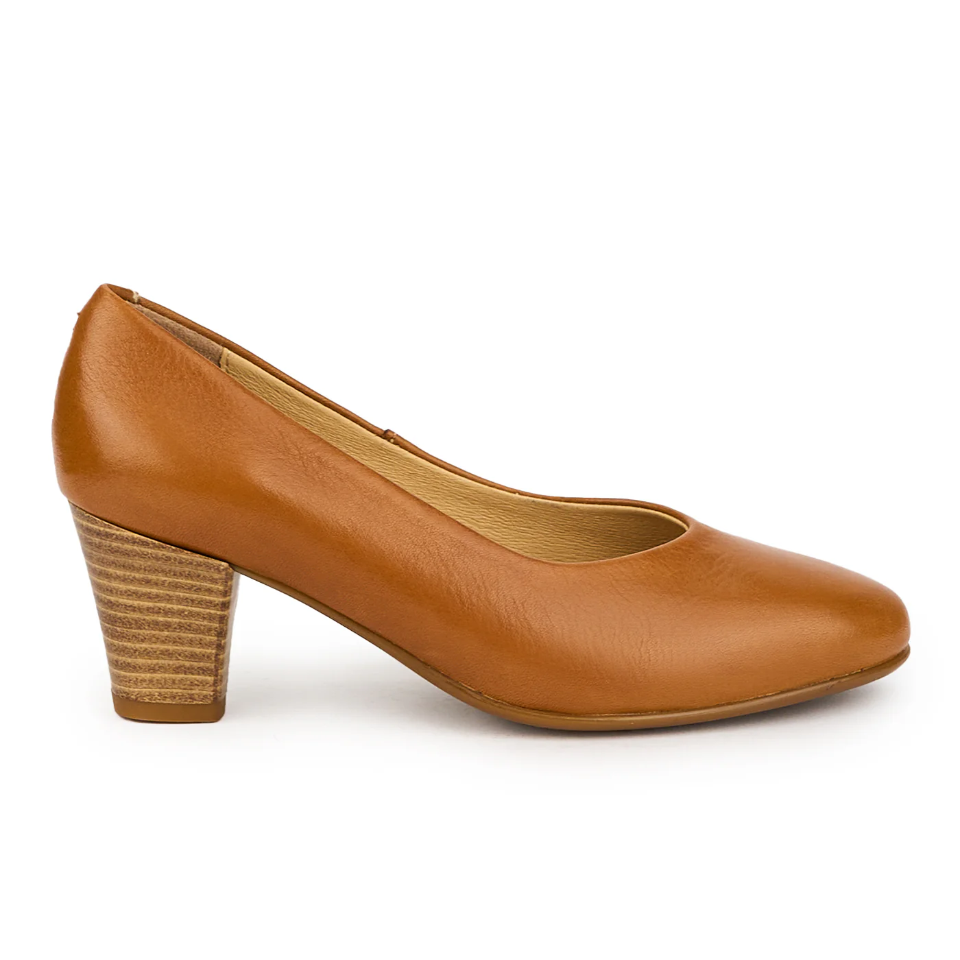 Pantofi dama din piele naturala maro cu toc gros 6 cm 14930